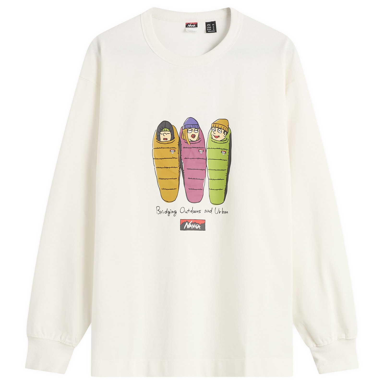 NANGA Men's Eco Hybrid Long Sleeve Graphic T-Shirt White - Curated