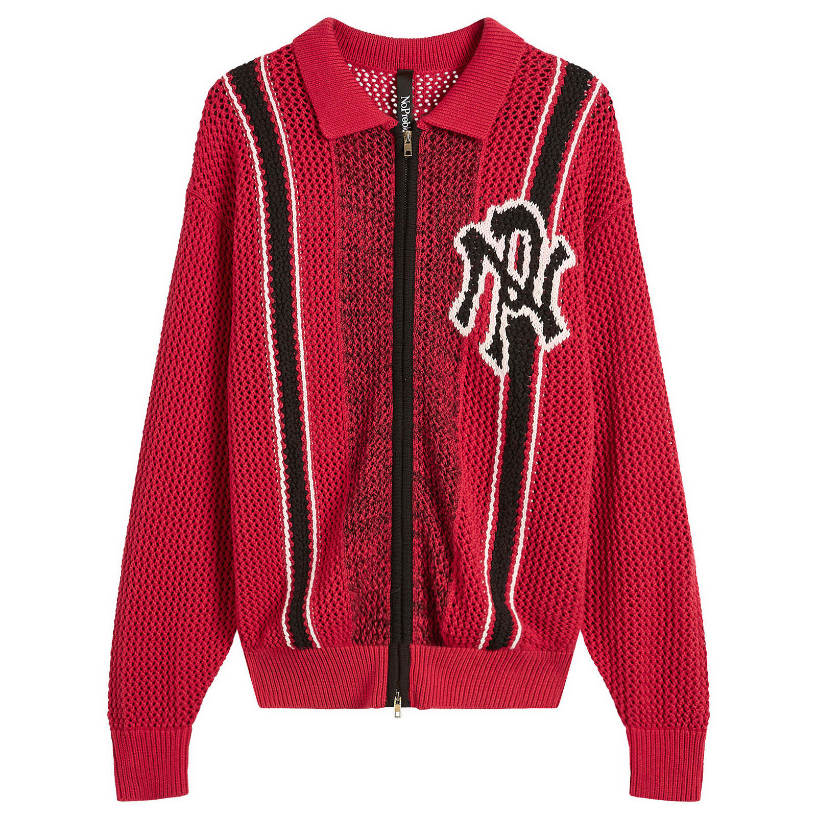 No Problemo Men’s NYP Sports Crochet Zip Cardigan Red