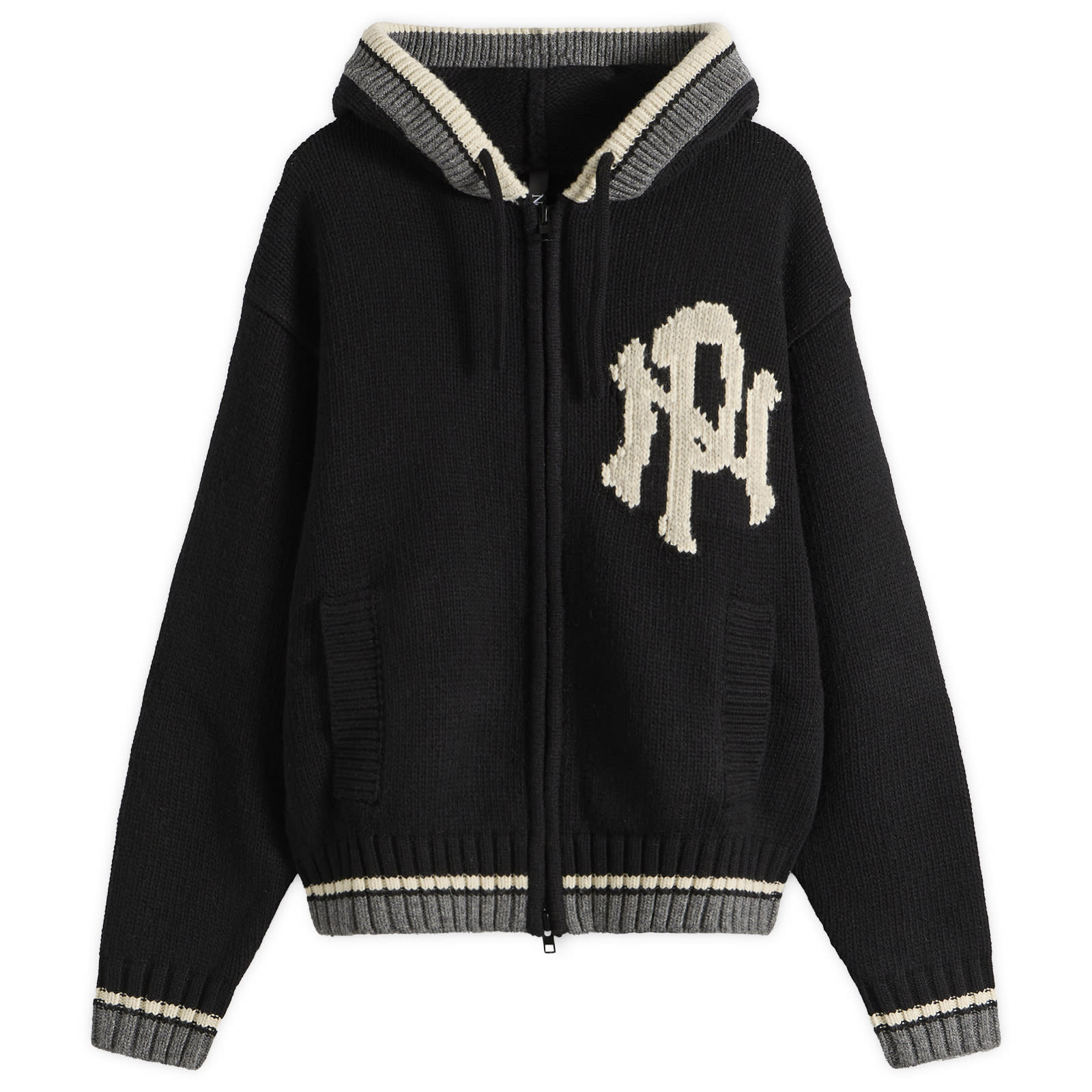 No Problemo — No Problemo NYP Varsity Zip Through Knit in Black, Size X-Large