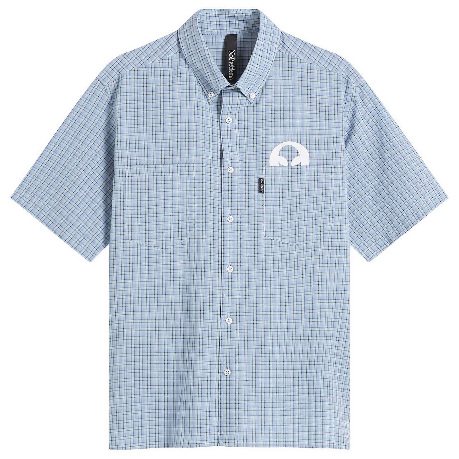 No Problemo Men’s Alien-O Print Check Shirt Blue
