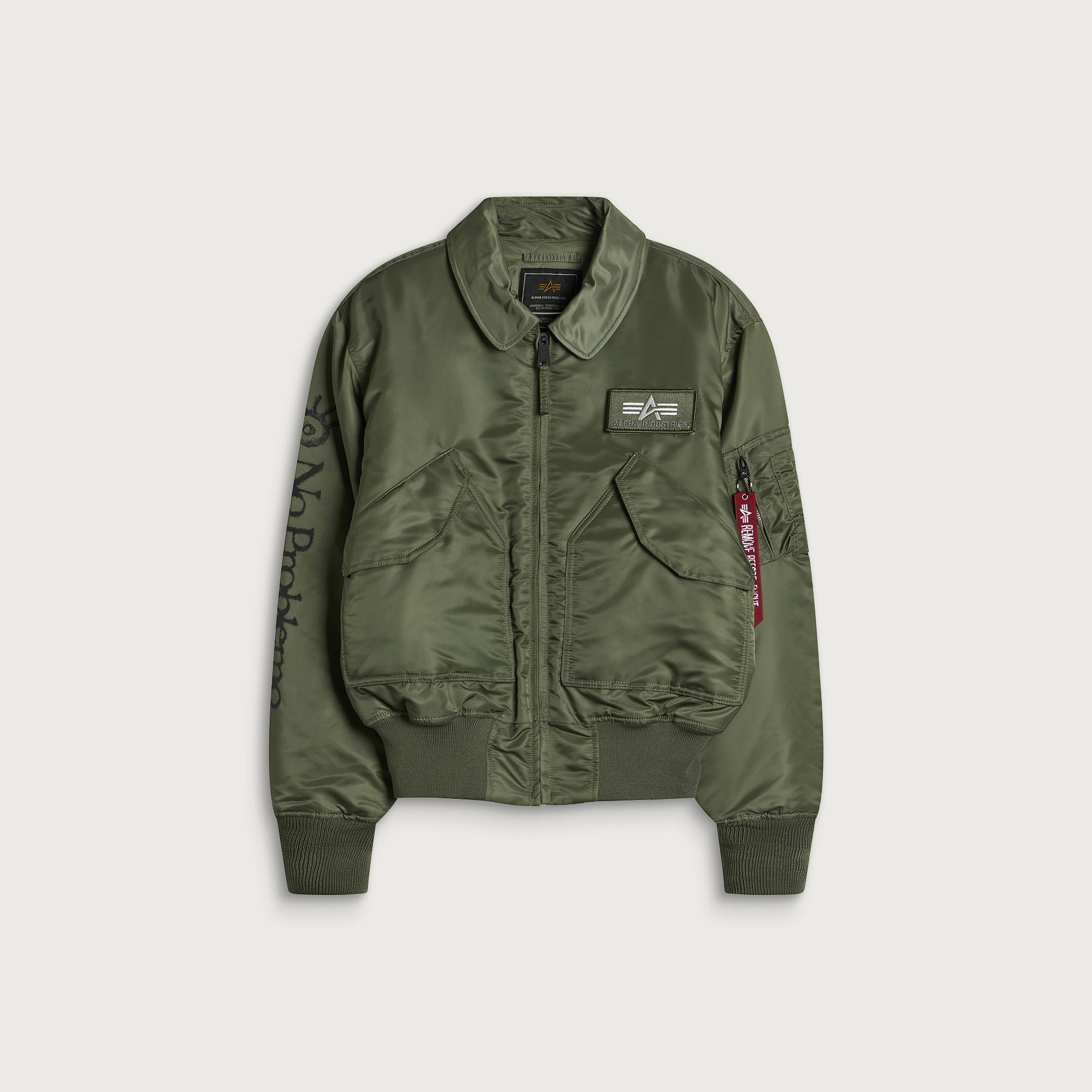 No Problemo Men's NP x Alpha Industries Ancient Findings Jacket in Green, Size X-Large