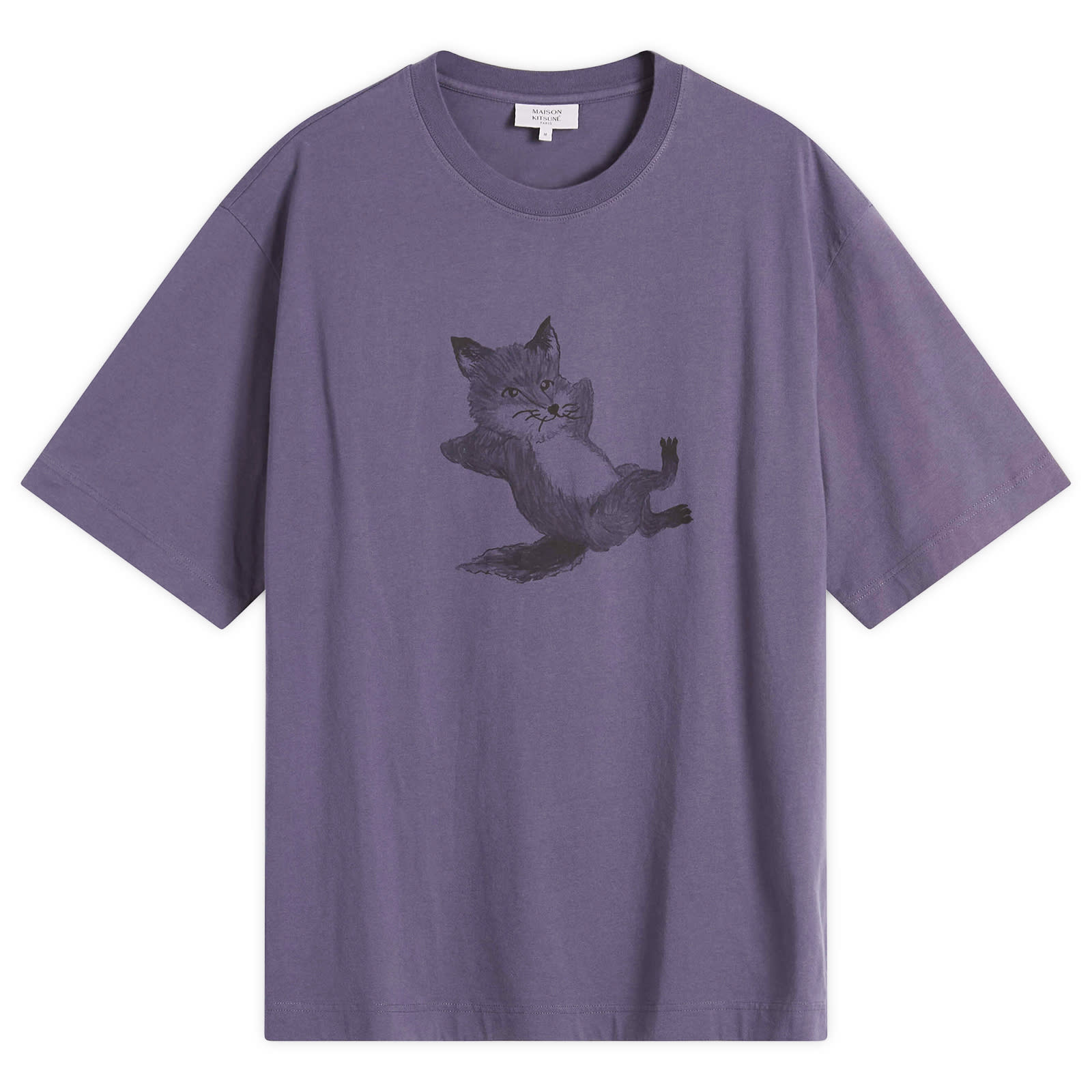 Tシャツ・カットソー MAISON KITSUNE Men T-shirt Violet OM00108KJ0008 0120 Maison Kitsune Chillax Print Oversize T-Shirt Fig | END. (AR)