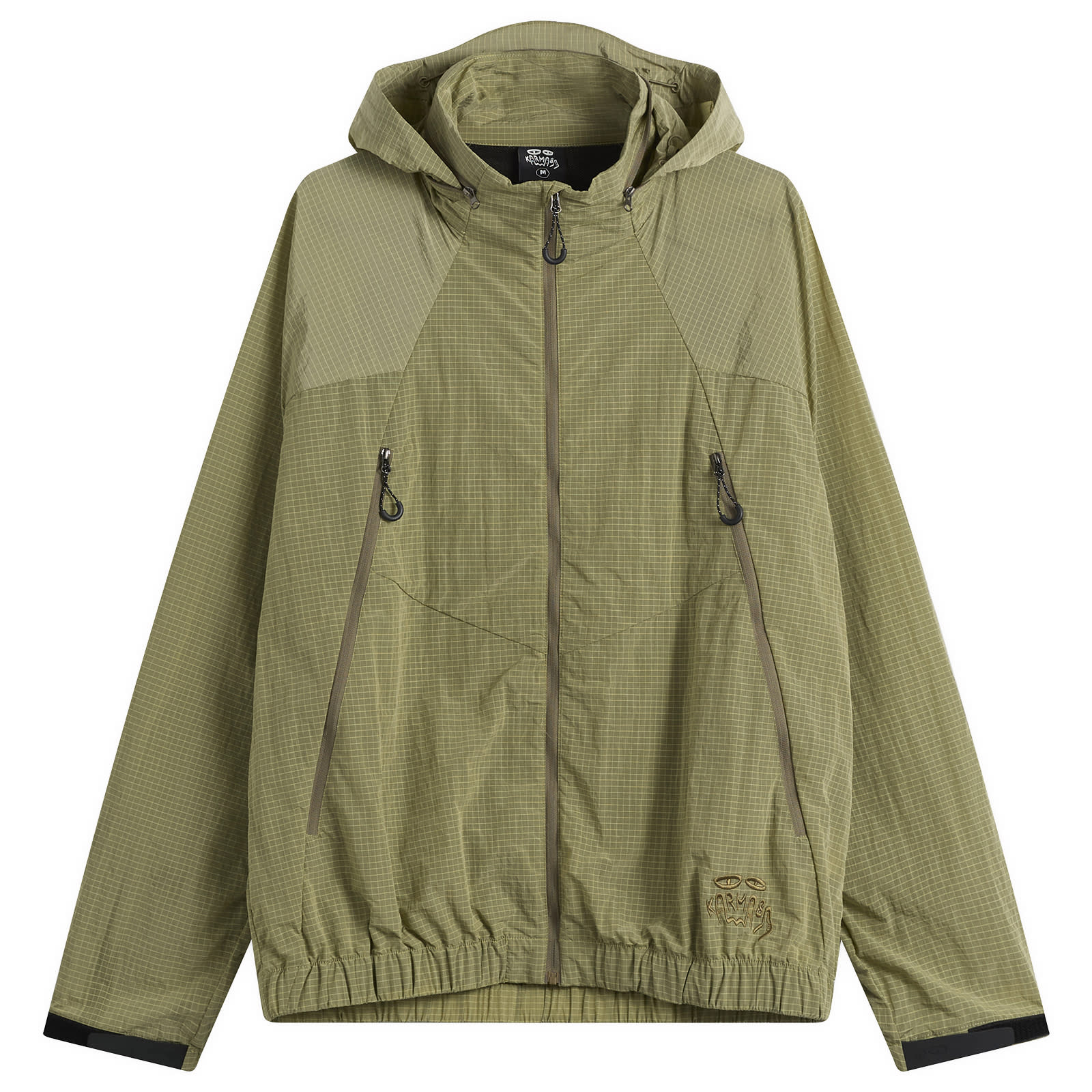 Karma8a — Karma8a Men's Hidden Hood Light Jacket in Green, Size Large