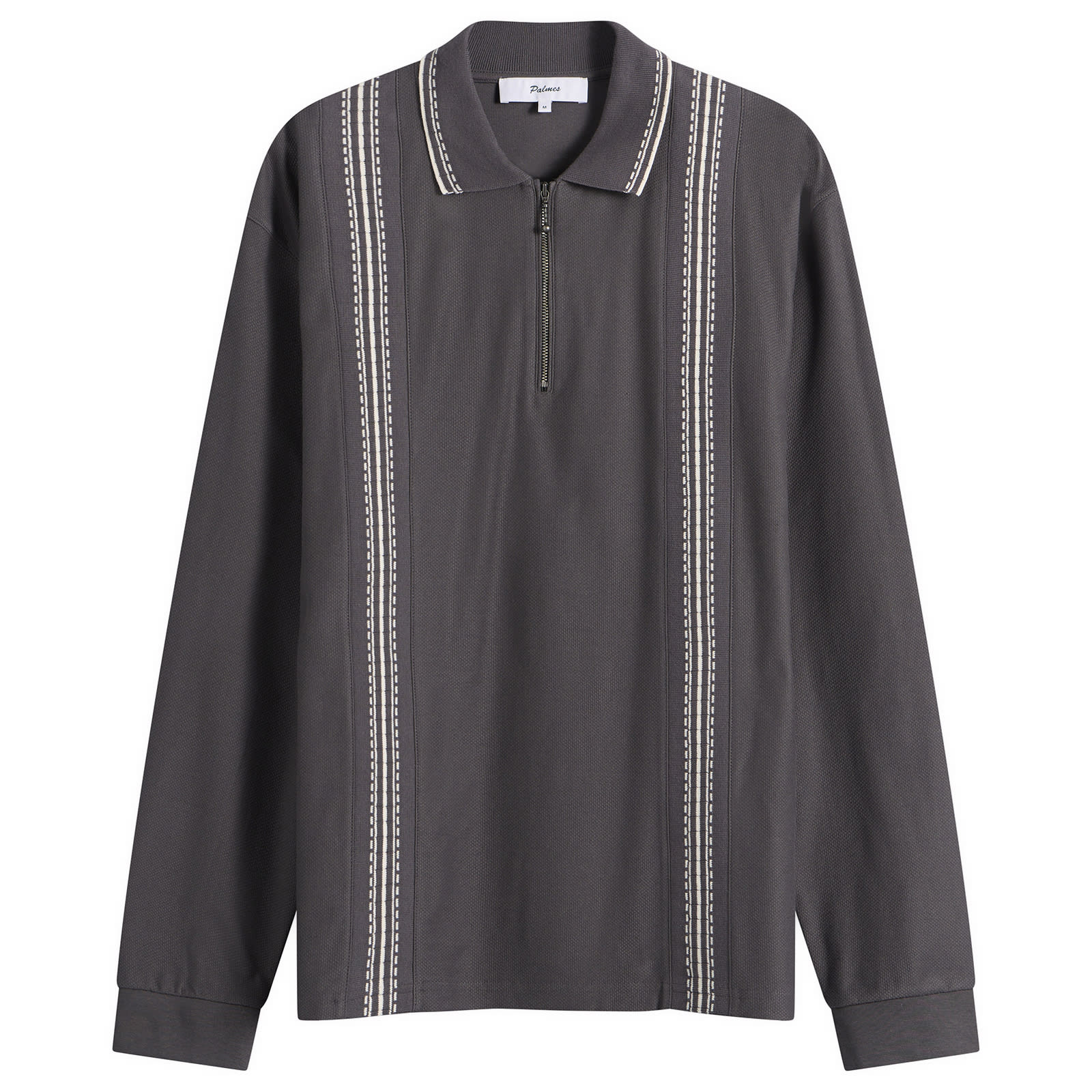 Palmes Men’s Panel Longsleeve Zip Polo Charcoal