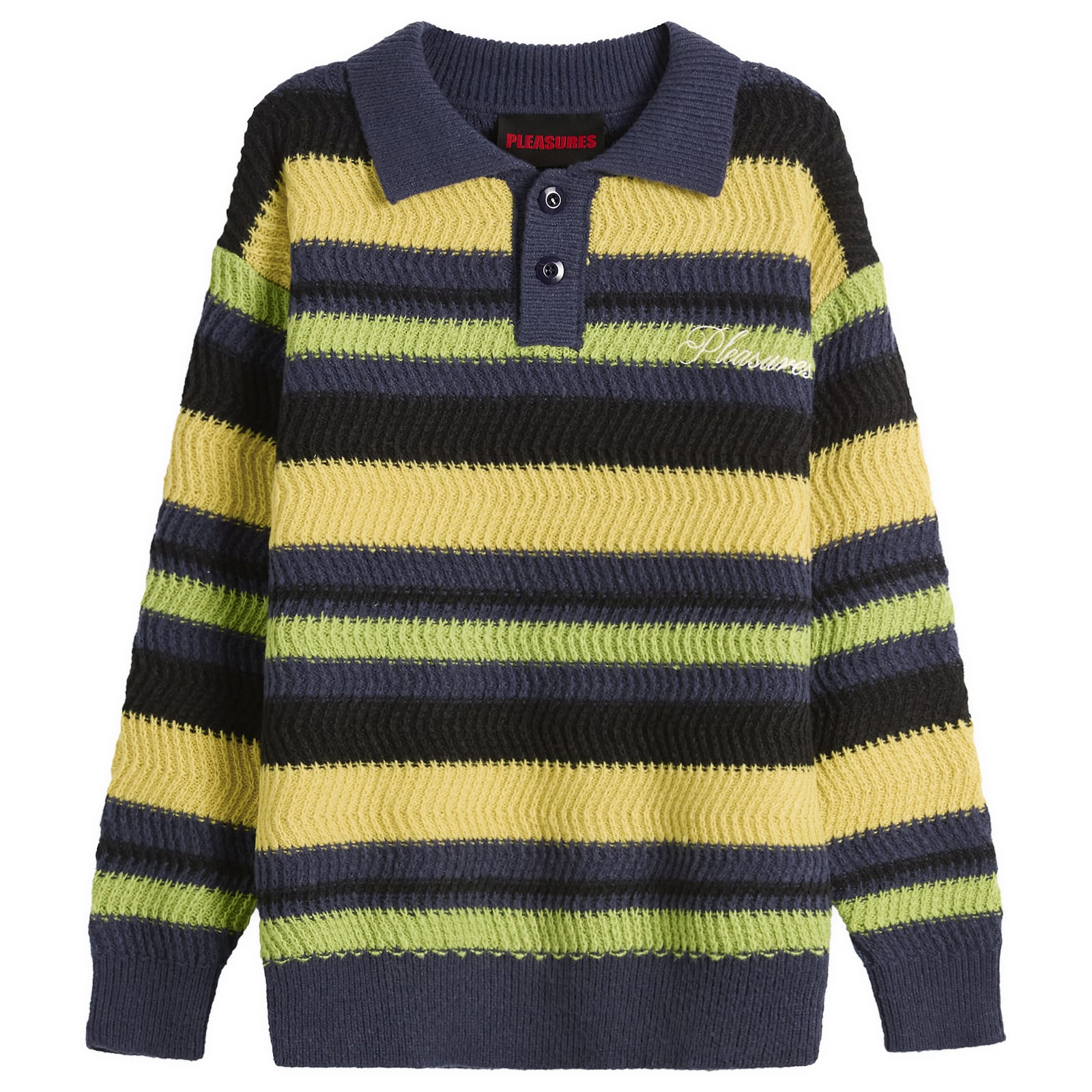 PLEASURES — Pleasures Men's Cooper Polo Sweater in Yellow, Size Large