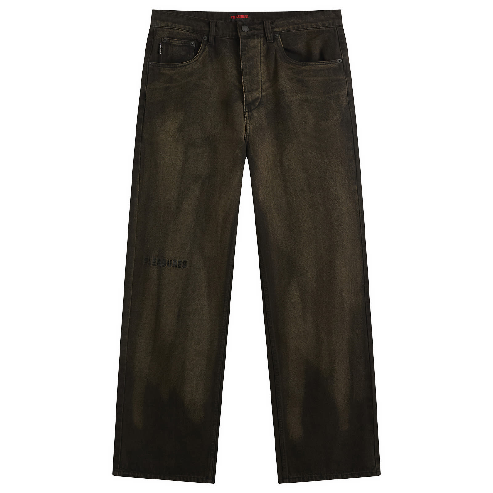 PLEASURES — Pleasures Men's Oil Baggy Jeans in Dark Brown, Size X-Large