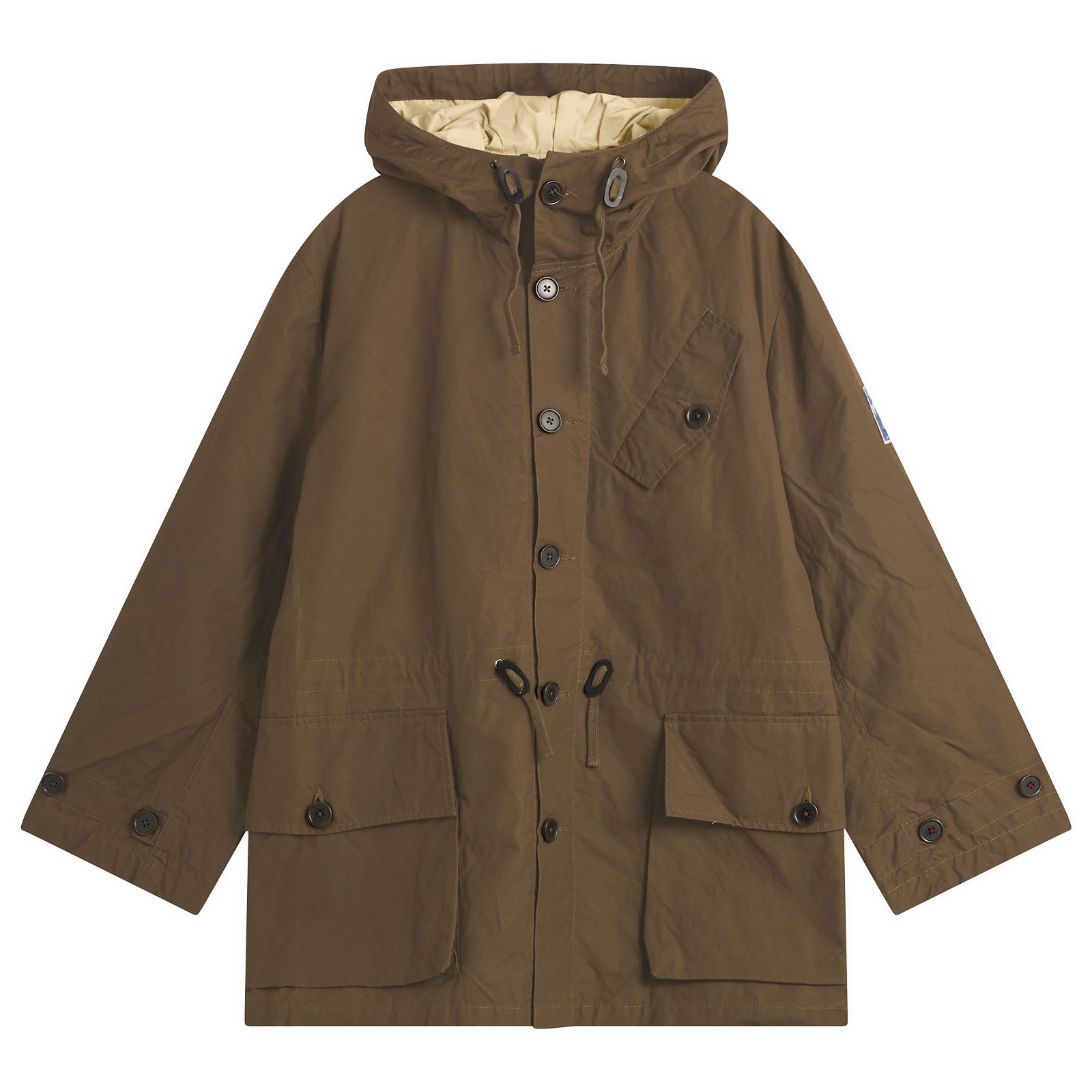 Universal Works Men’s British Waxed Cotton Boston Parka Brown