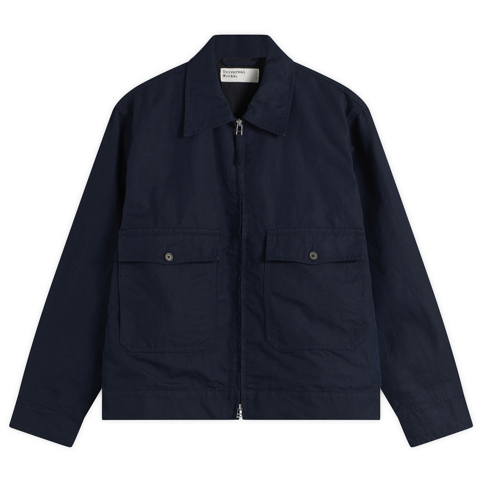 Universal Works Men's Linen Slub Weave S130 Jacket in Navy, Size Large 