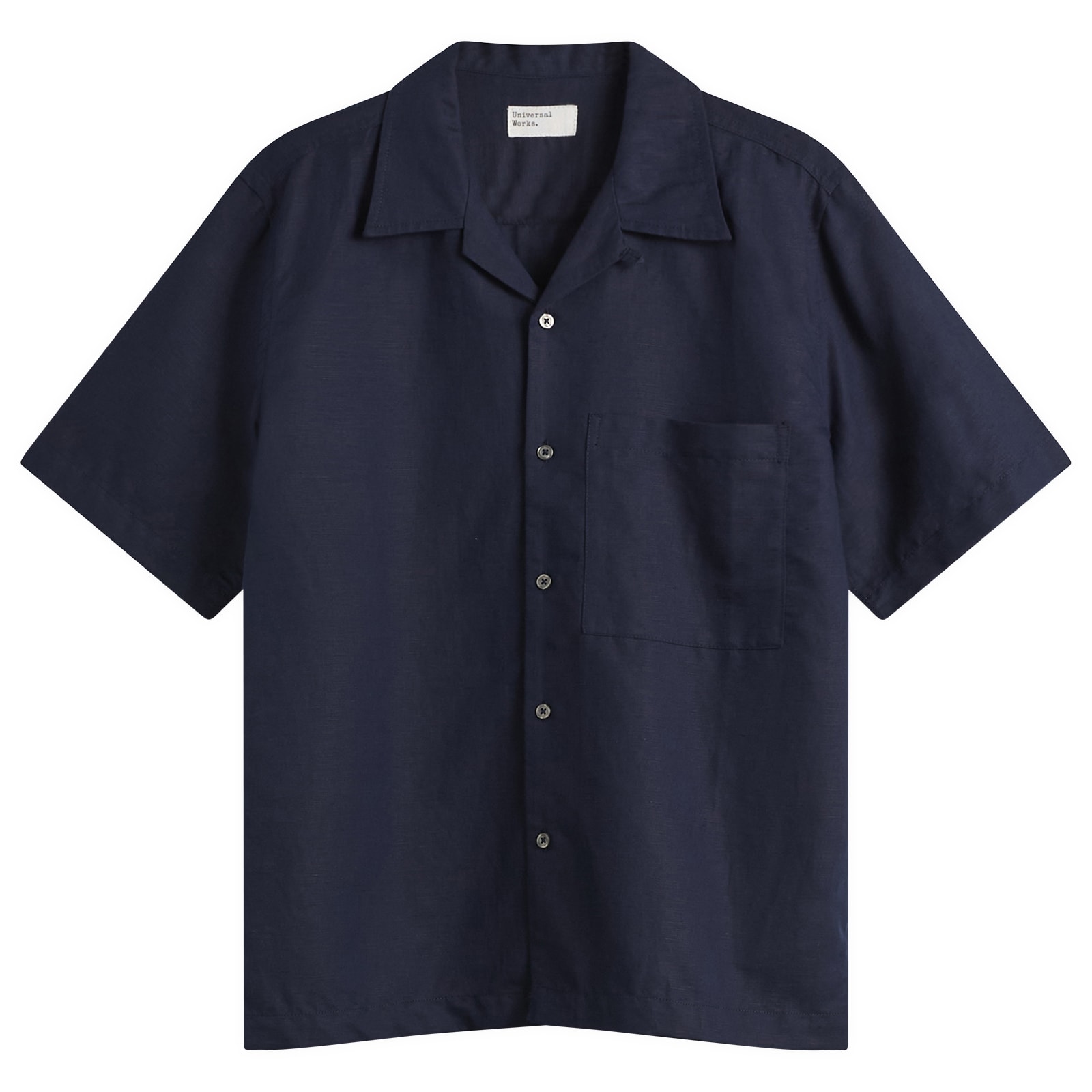 Universal Works Men’s Linen Cotton Camp Shirt Navy