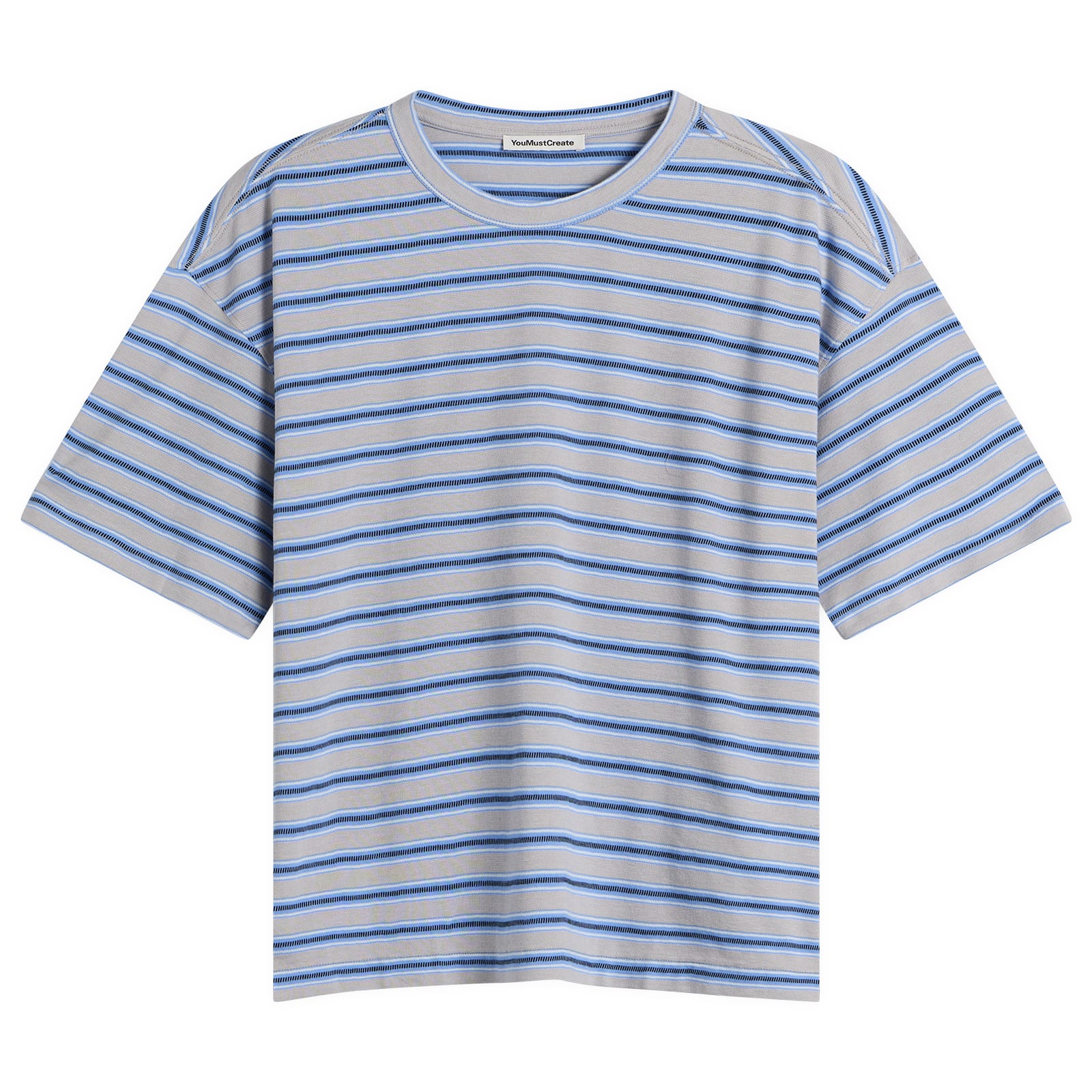 YMC Men’s Triple Rapport Stripe T Shirt Blue Multi