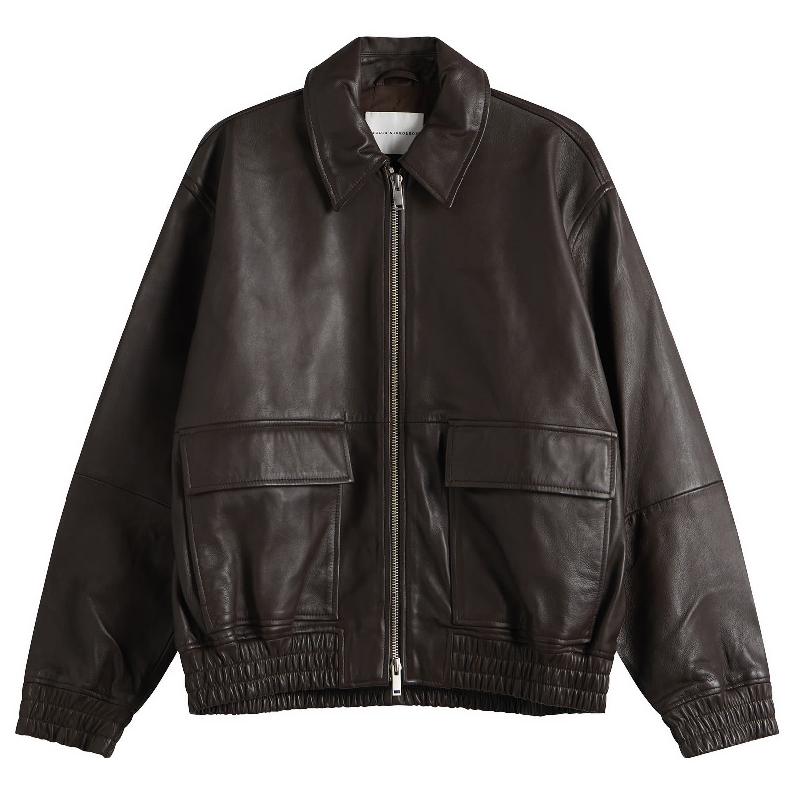 Studio Nicholson Men’s Piston Leather Bomber Brown