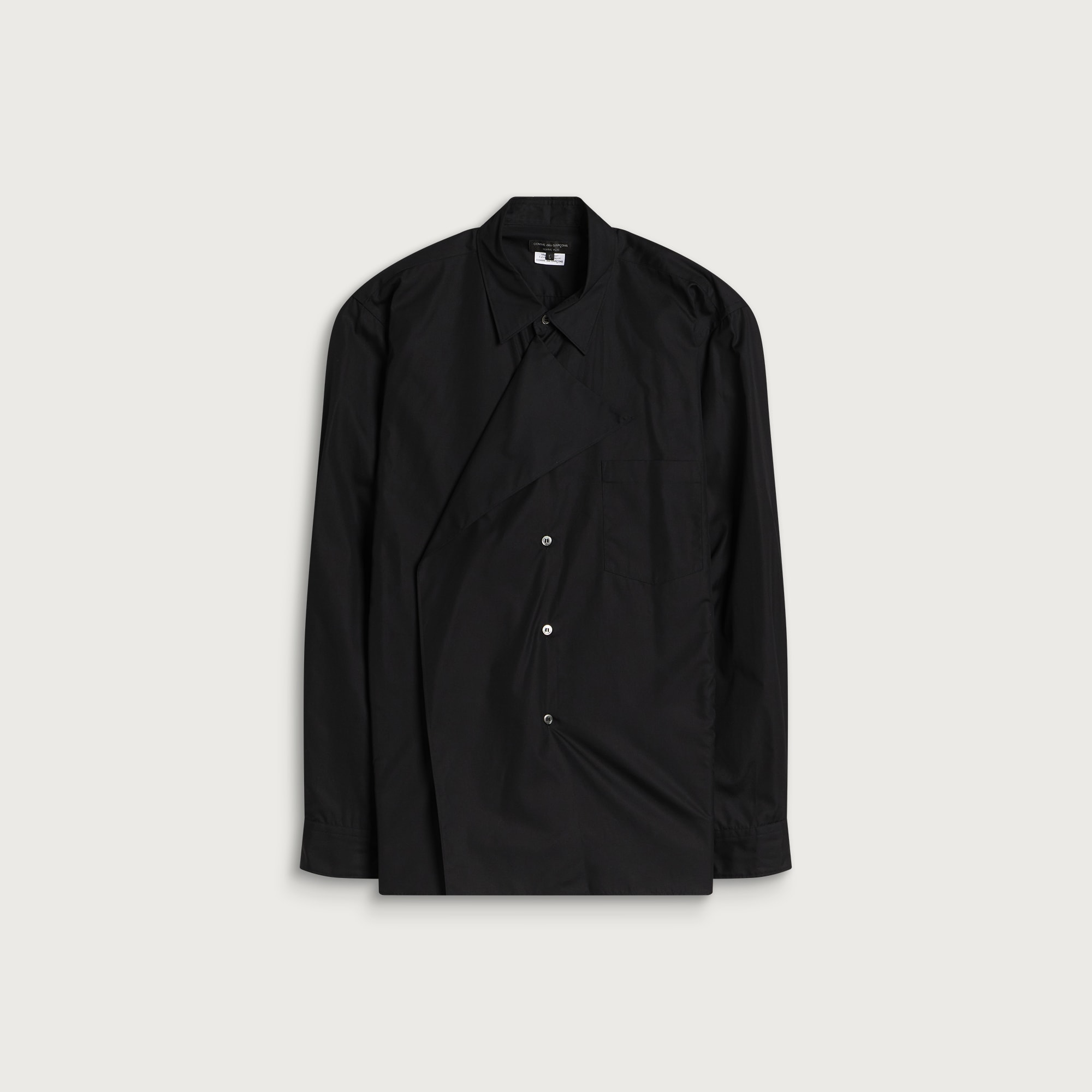 Comme des Garçons Homme Plus Men's Cotton Shirt with Overlay in Black, Size Small