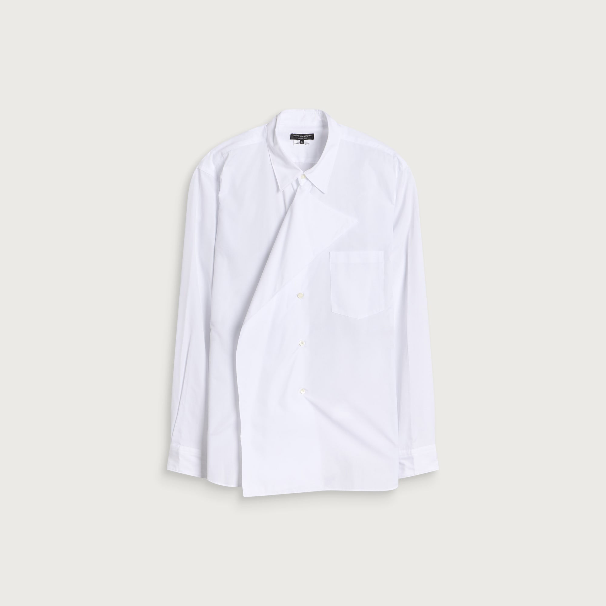 Comme des Garçons Homme Plus Men's Cotton Shirt with Overlay in White, Size Medium
