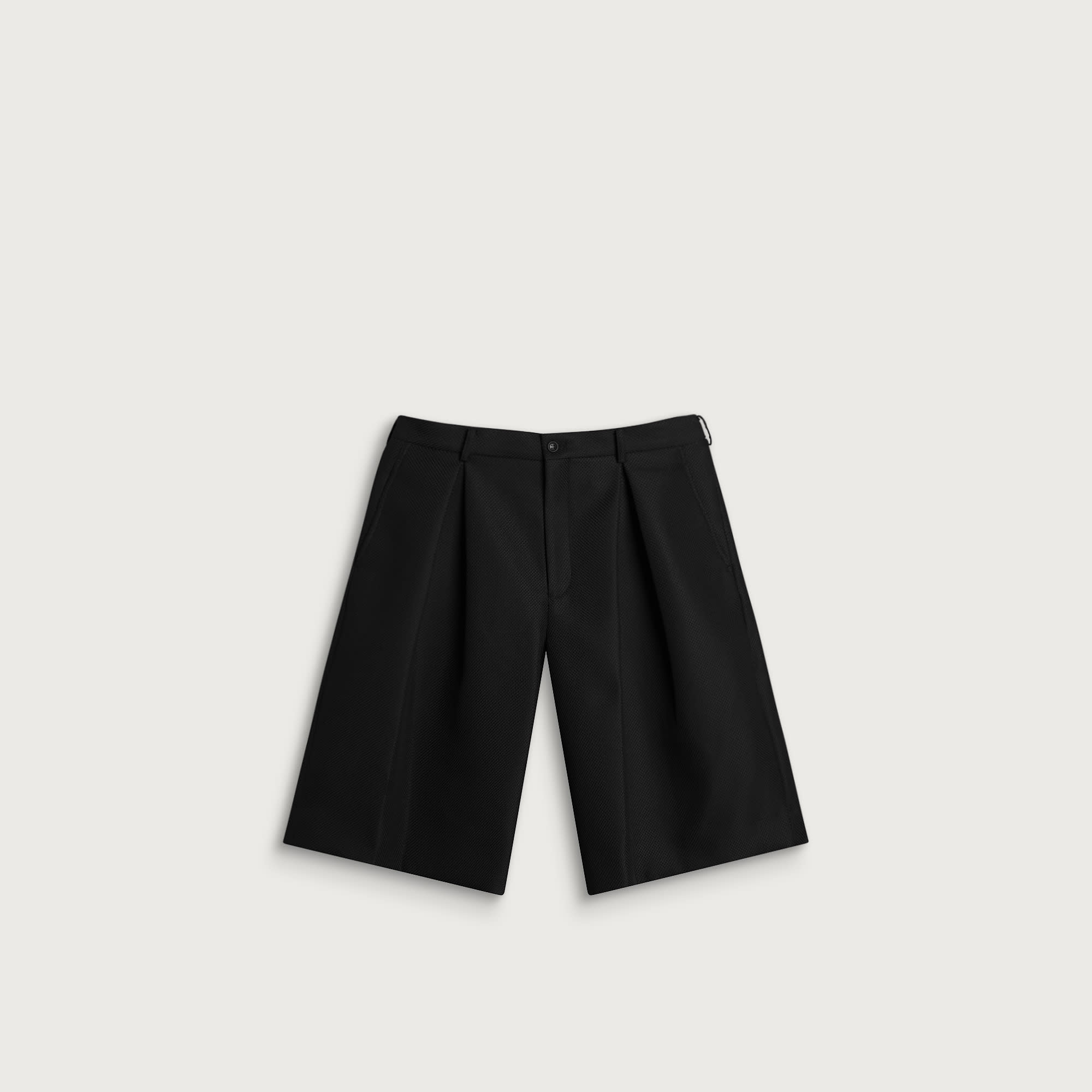 Comme des Garçons Homme Plus Men's Dobby Cloth Pleated Shorts in Black, Size Medium