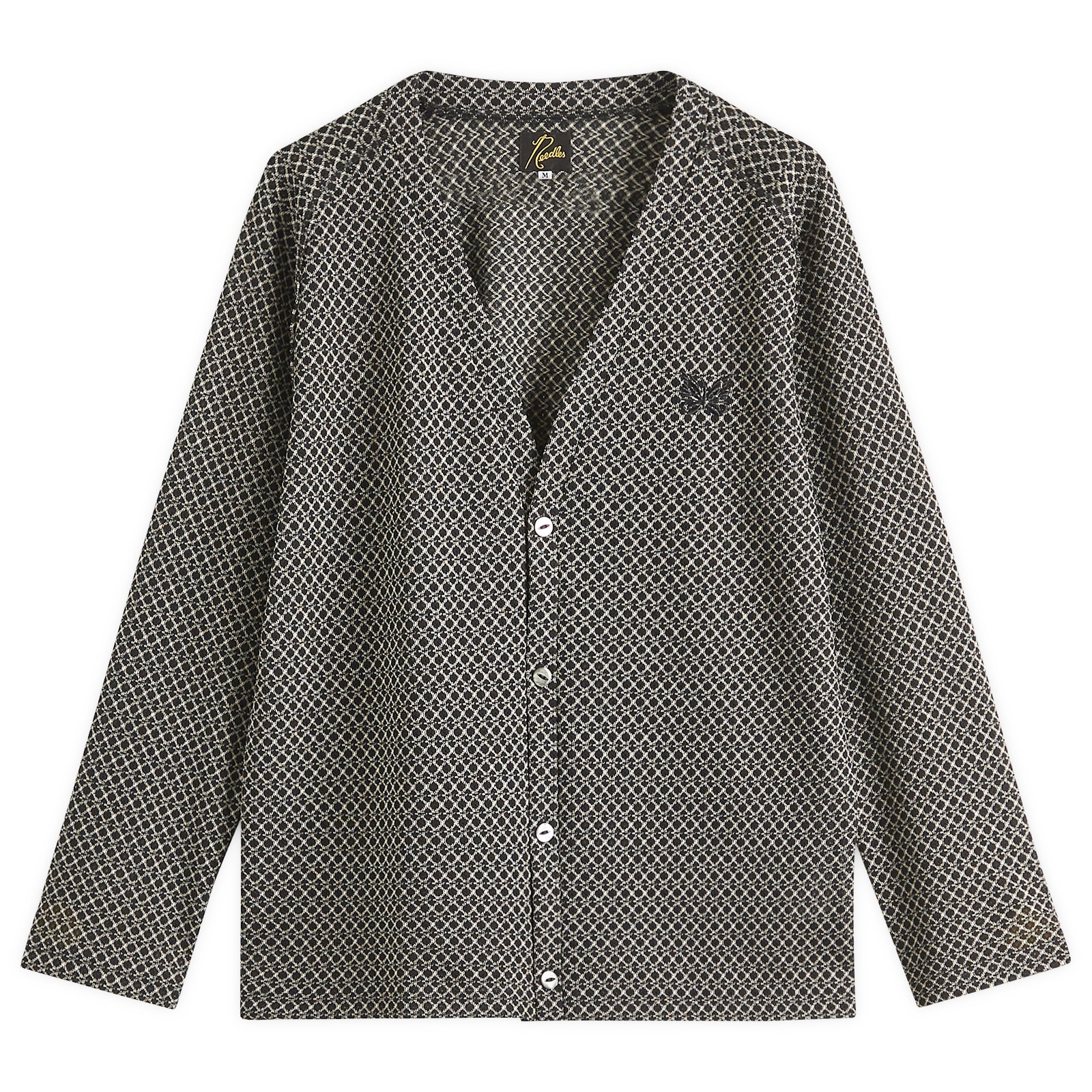 トップス Needles V Neck Cardigane Needles Woven V-Neck Cardigan Black & Natural Grid | END. (US)
