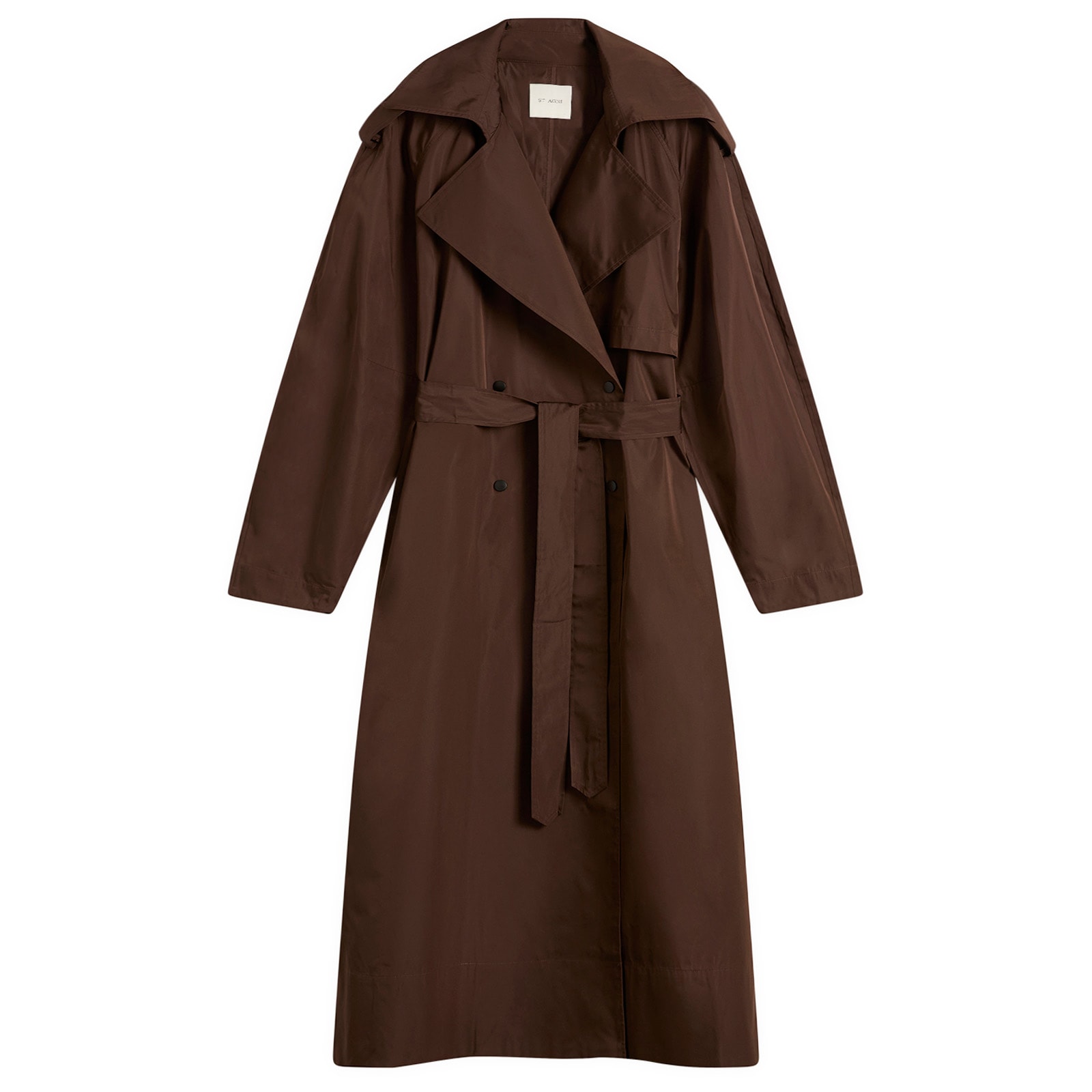 ST. Agni Women's Paper Taffeta Relaxed Trench Coat in Mocha, Size X-Small 