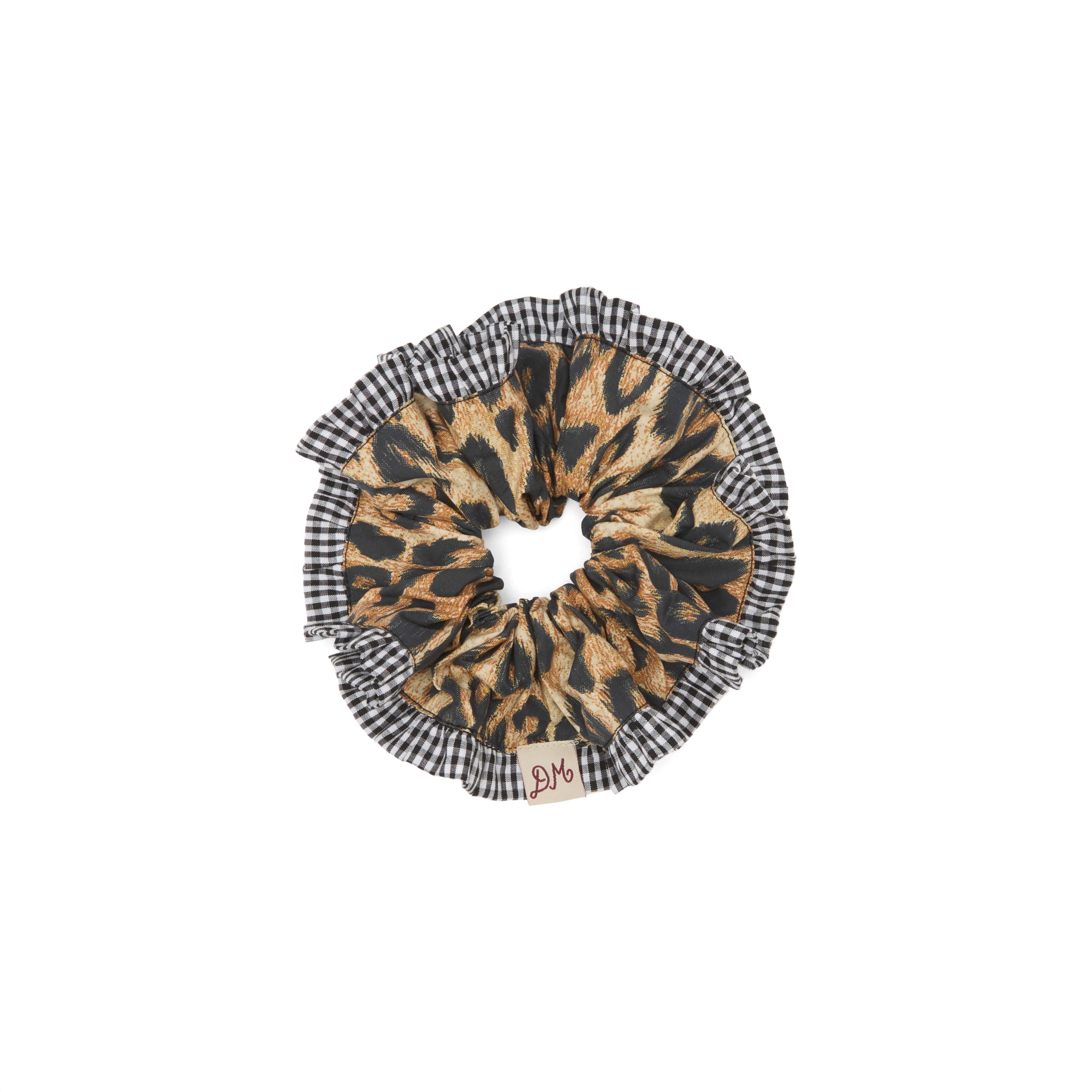 Damson Madder Women's Frill Edge Scrunchie in Leopard