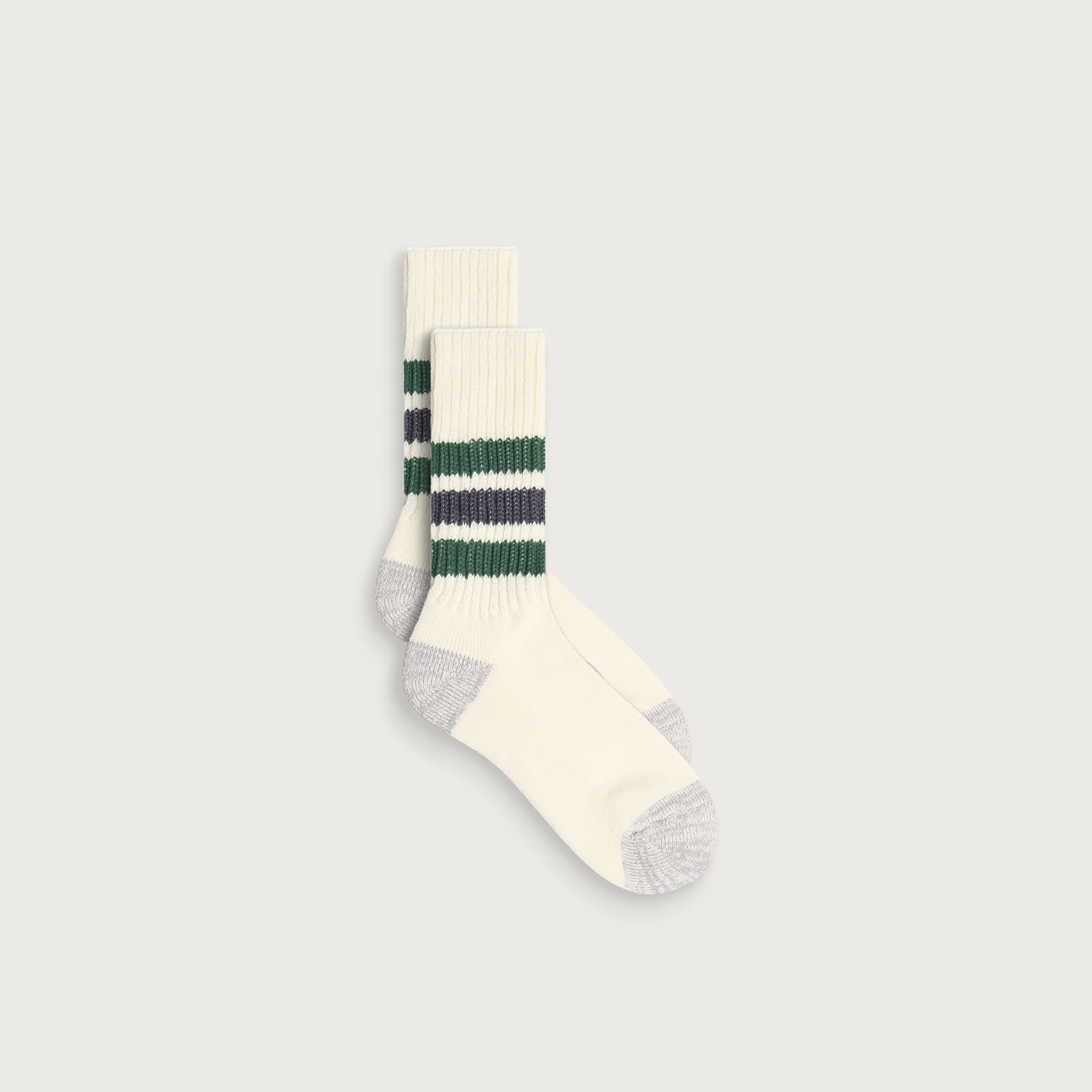 RoToTo Men's Coarse Ribbed Old School Crew Socks Green/Charcoal