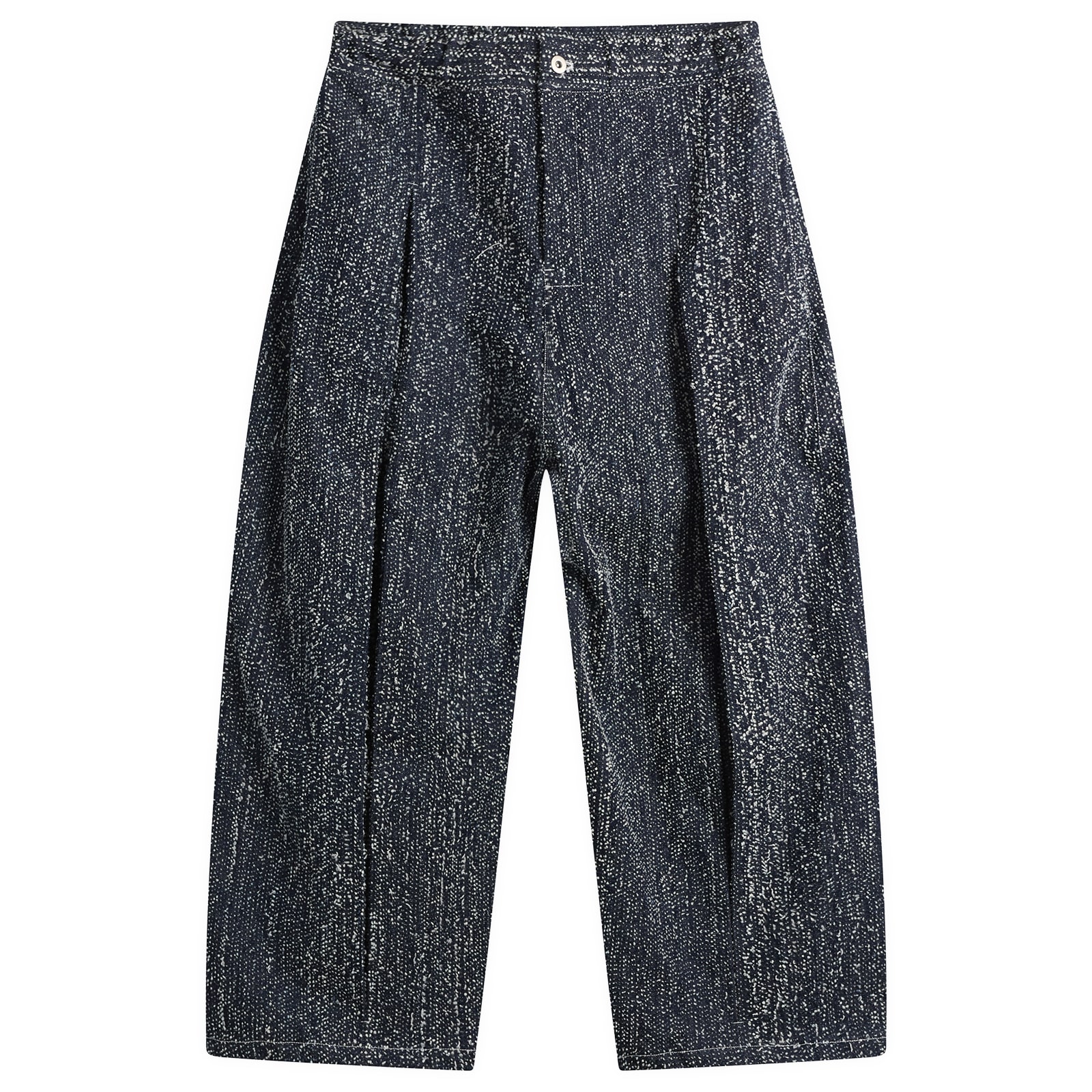 Sage Nation Men’s Box Pleat Needle Punch Denim Jeans Indigo Needle Punch