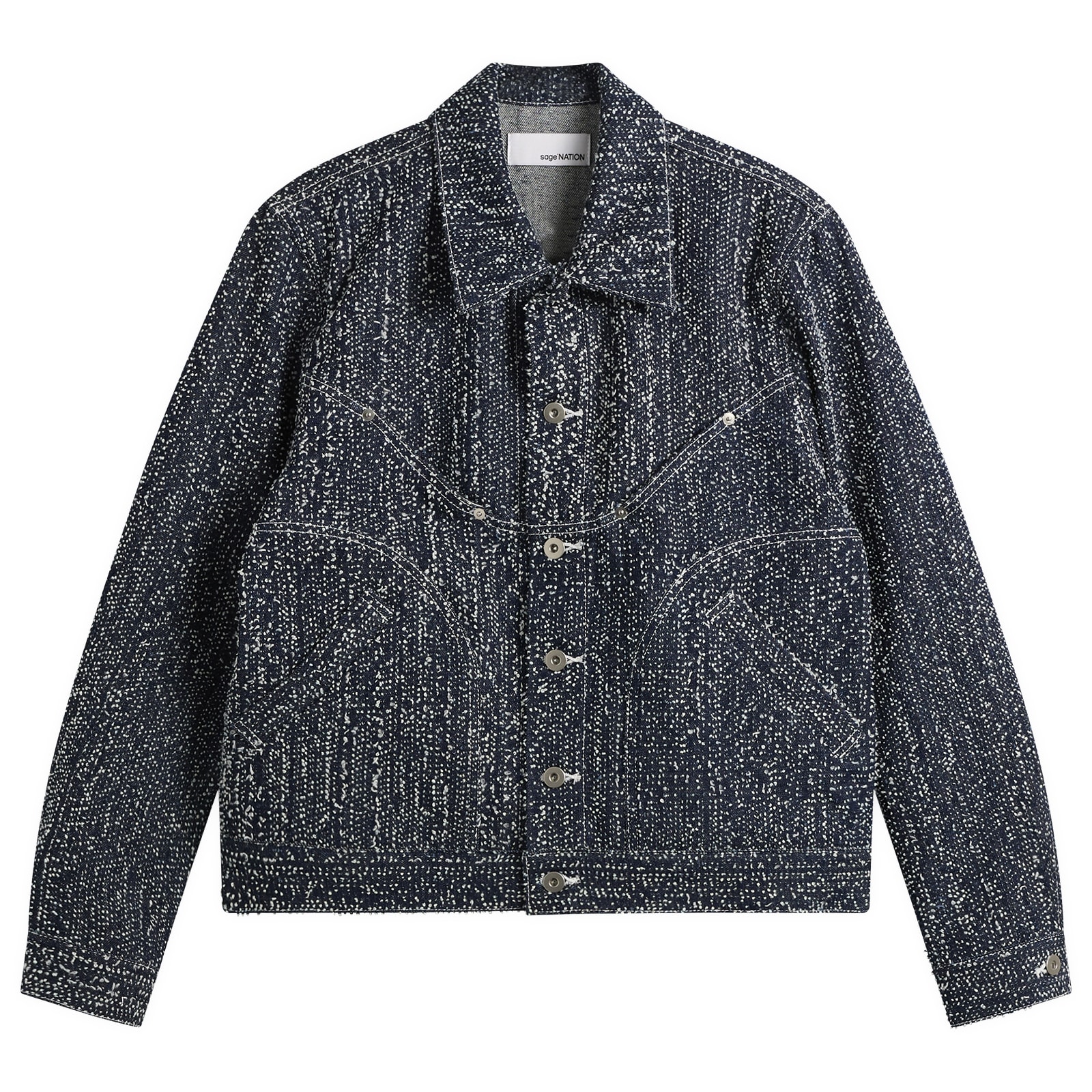 Sage Nation Men’s Needle Punch Denim Jiji Jacket Indigo Needle Punch