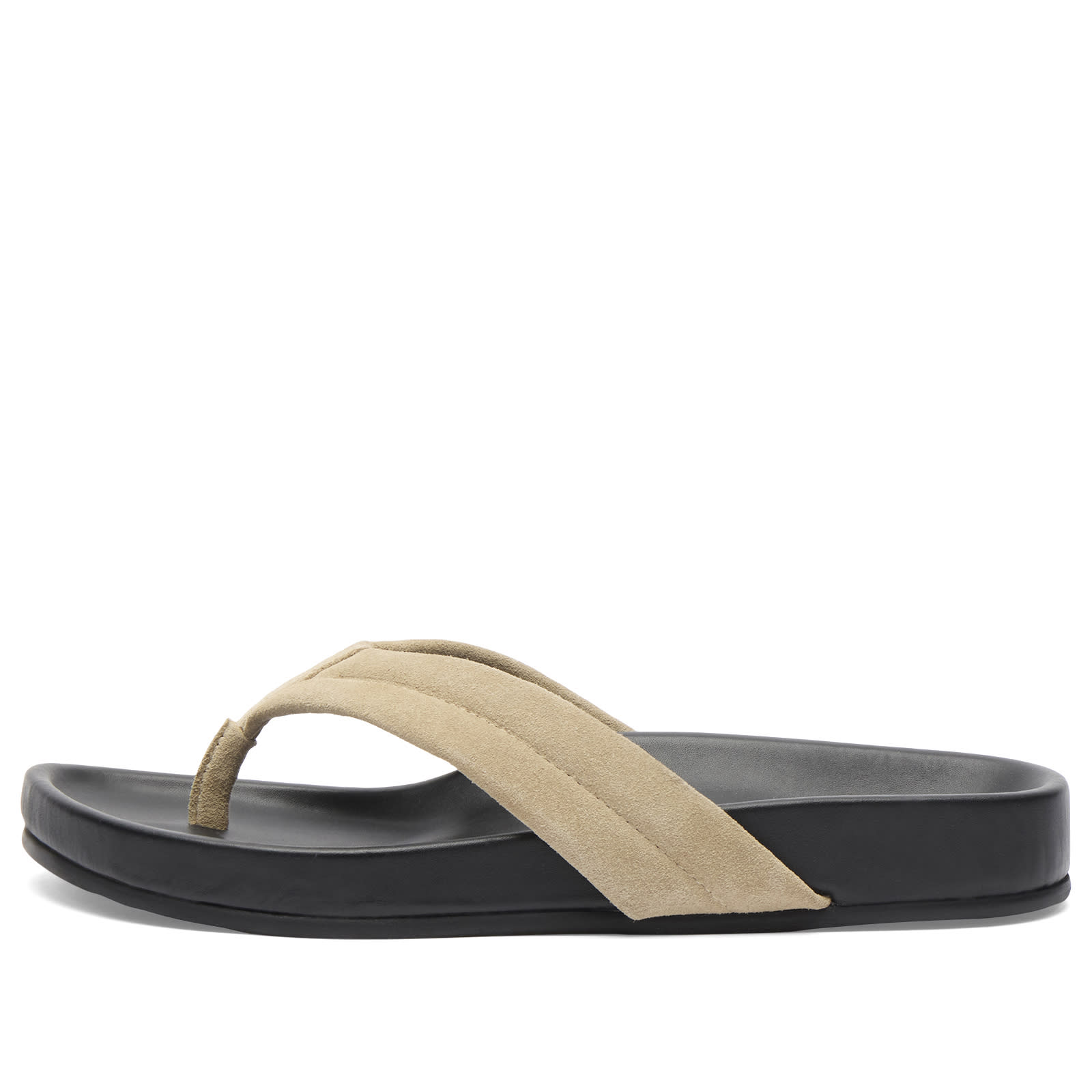 ST. Agni Women's Suede Stitch Detail Thong Slide in Rock, Size EU 36 