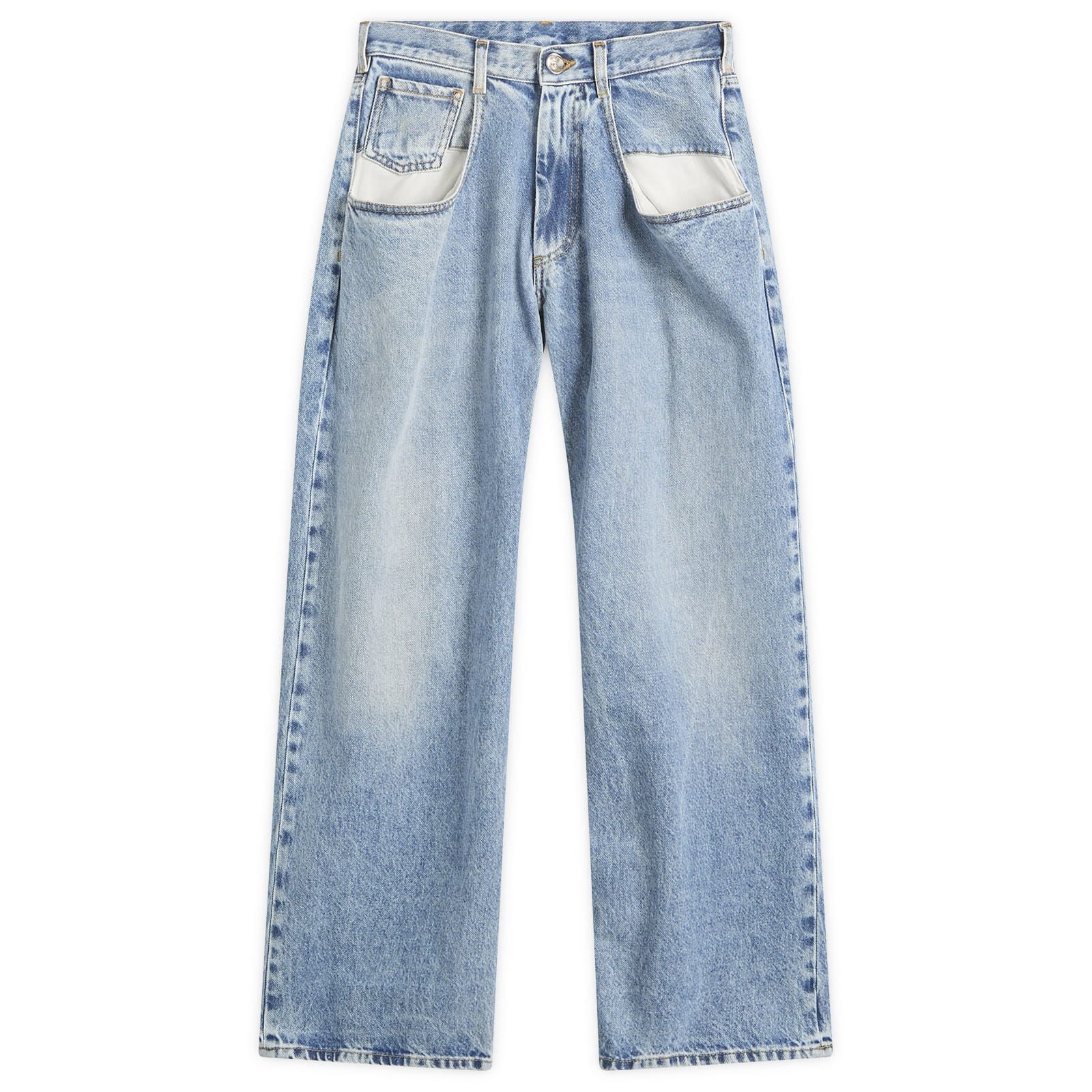 Maison Margiela Women's Blue 5 Pockets Contrast Boyfriend Jeans
