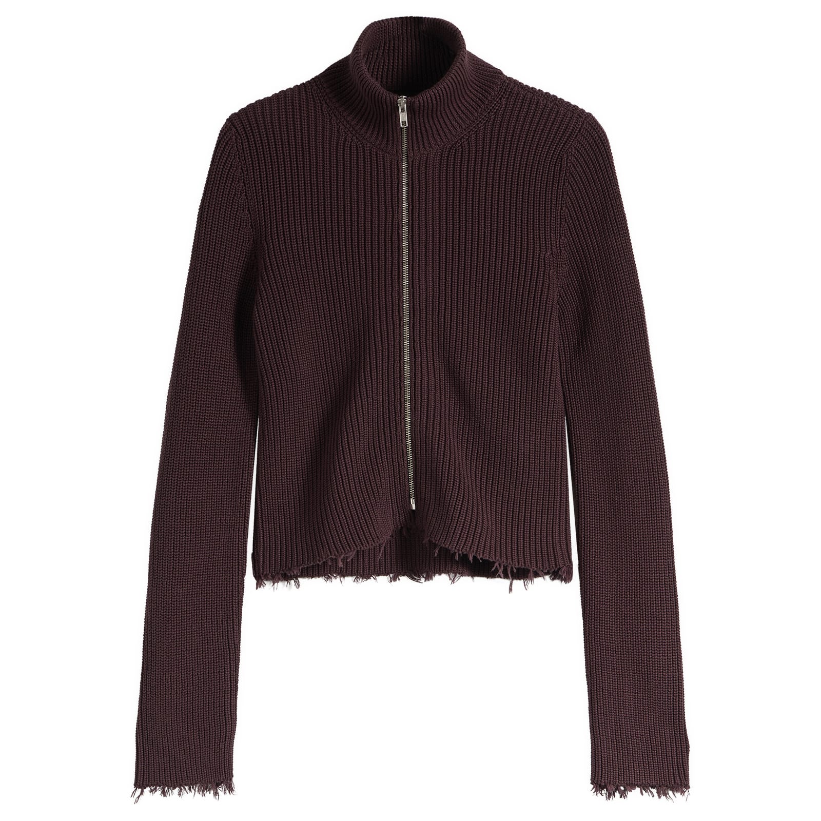 MM6 Maison Margiela Women's Zip Up Knitted Cardigan in Ciocolat, Size Medium