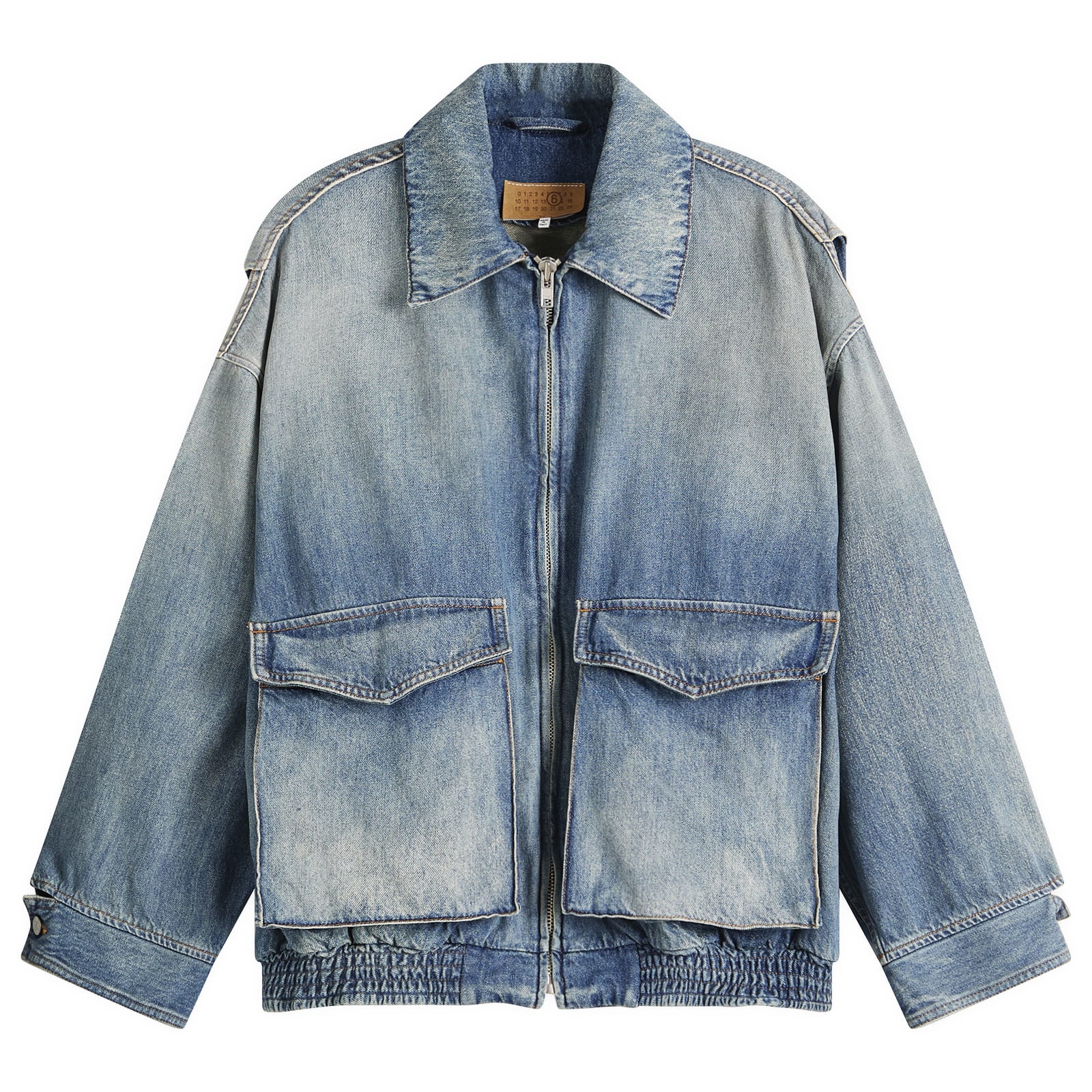 MM6 Maison Margiela Women's Denim Zip Jacket in Blue, Size 42