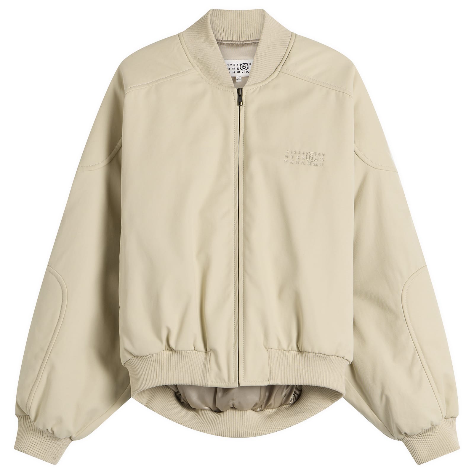 MM6 Maison Margiela Women's Logo Bomber Jacket in Ecru, Size 42