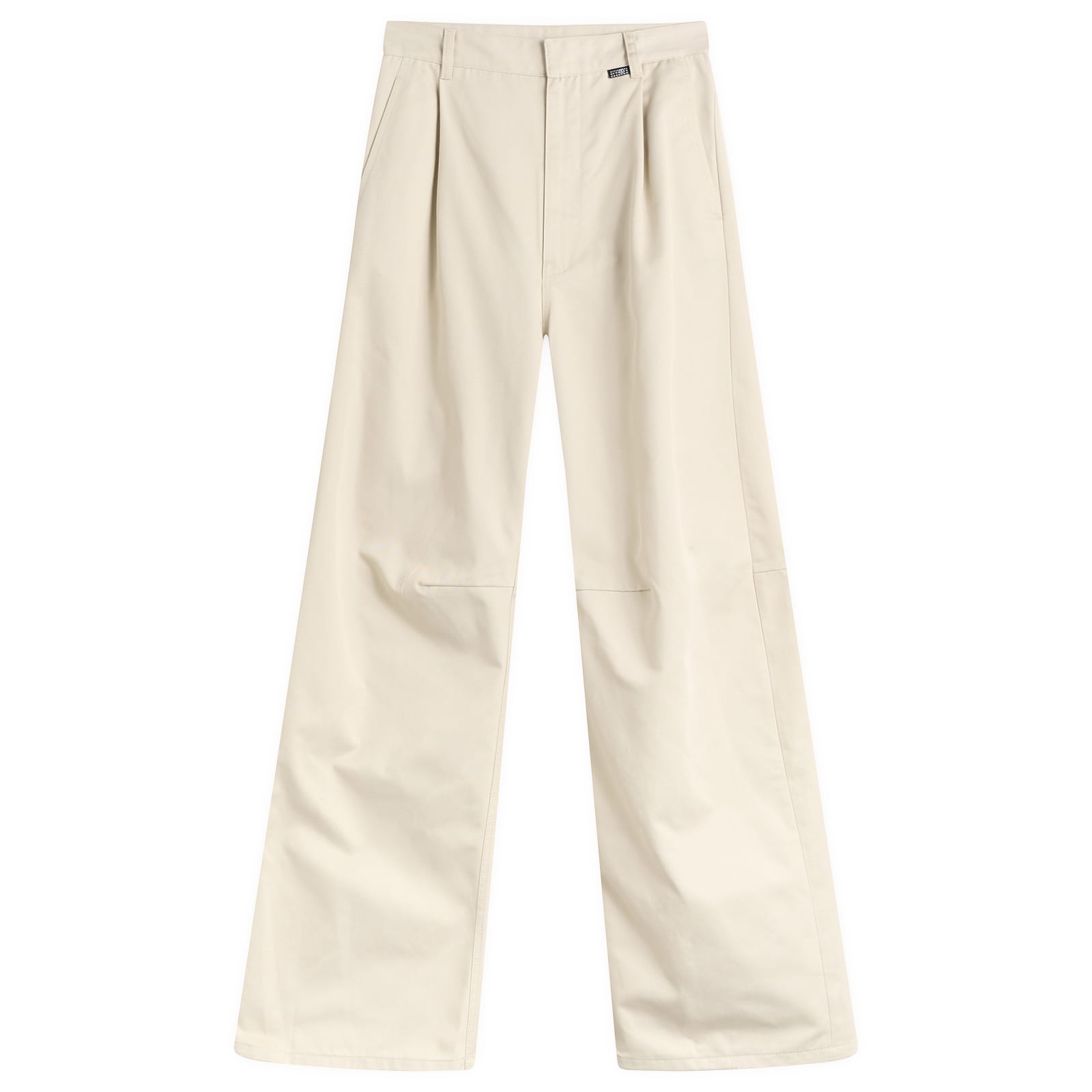 MM6 Maison Margiela Women's Pleat Front Wide Leg Trousers in Beige, Size 42