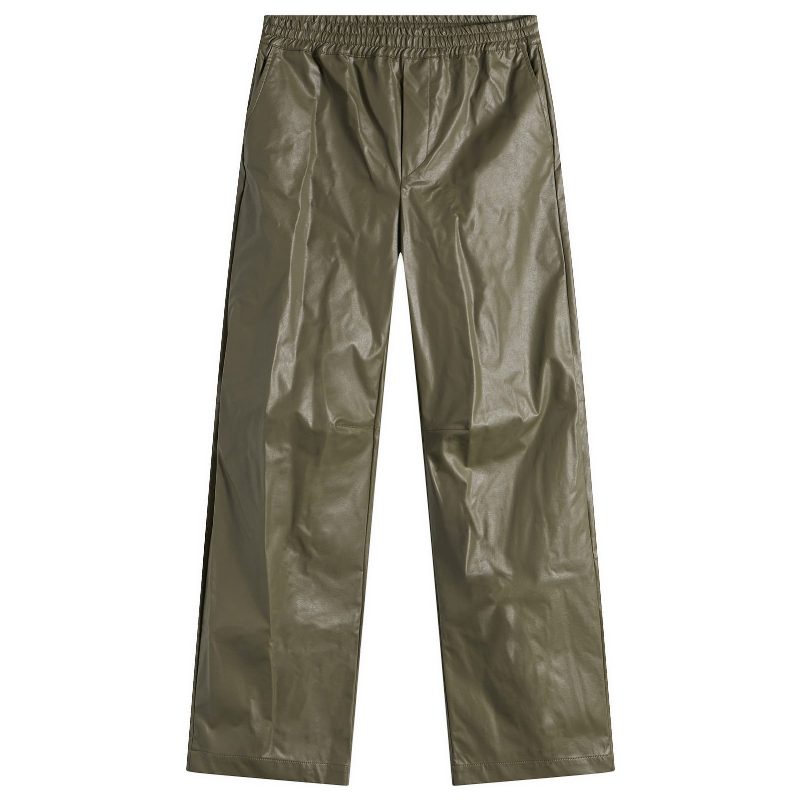 MM6 Maison Margiela Women's Baggy Faux Leather Trousers in Khaki, Size 44
