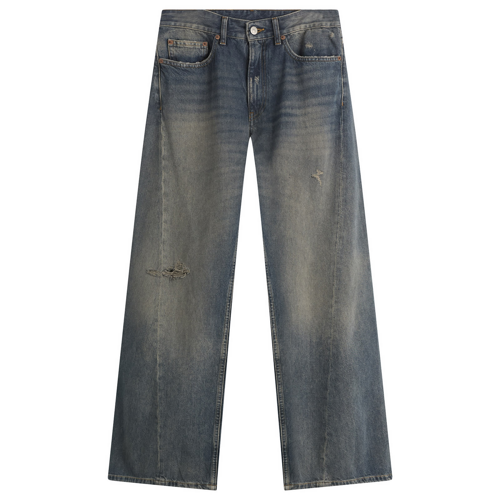 MM6 Maison Margiela Women's Wide Leg Jeans in Grey Blue, Size 28"