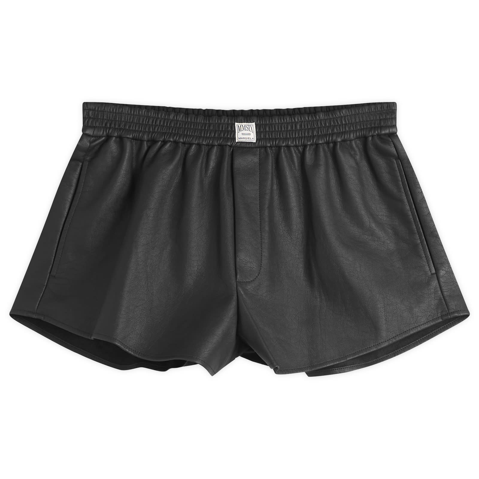 MM6 Maison Margiela Women's Leather Boxer Shorts in Black, Size 40