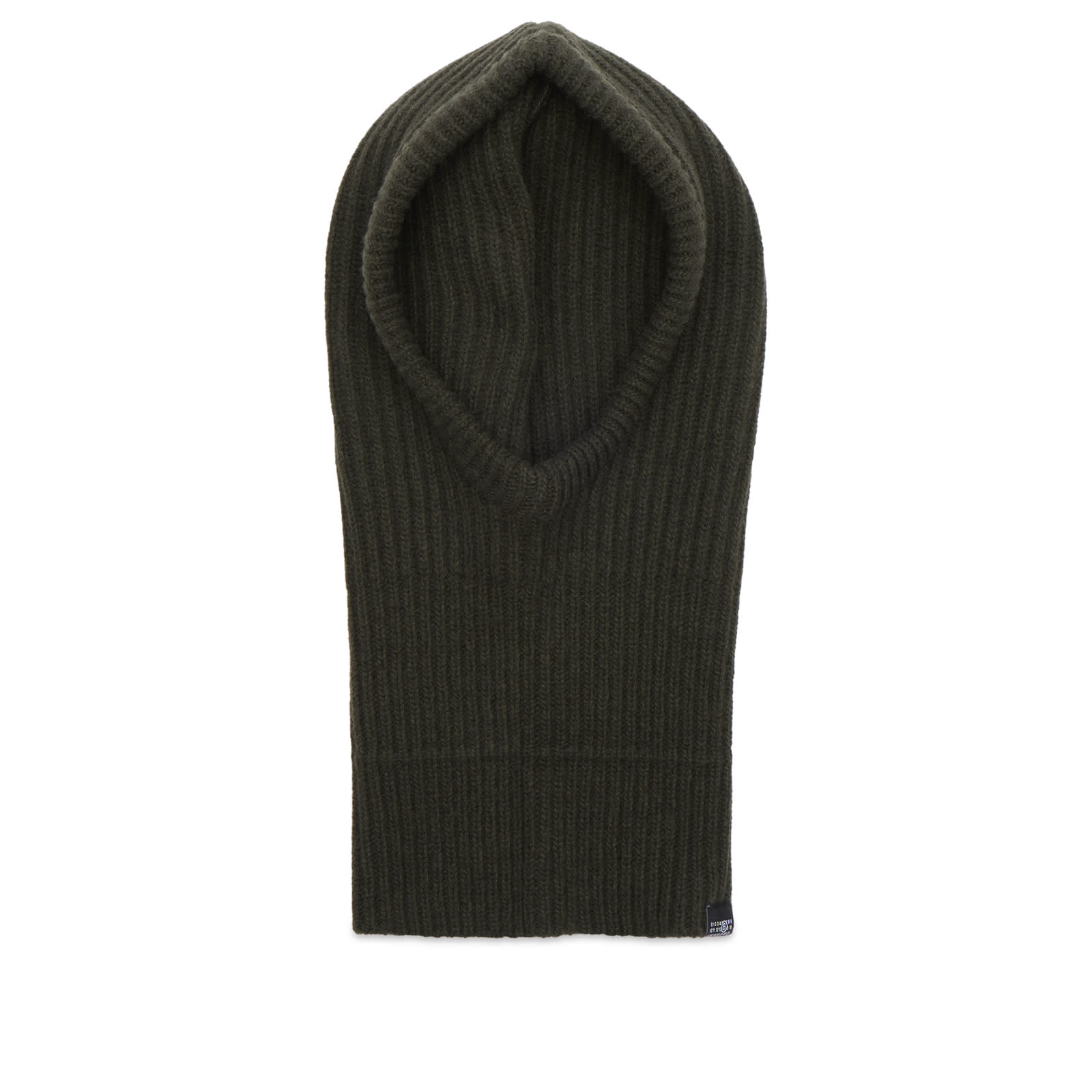 MM6 Maison Margiela Women's Rib Knit Balaclava in Khaki, Size Medium
