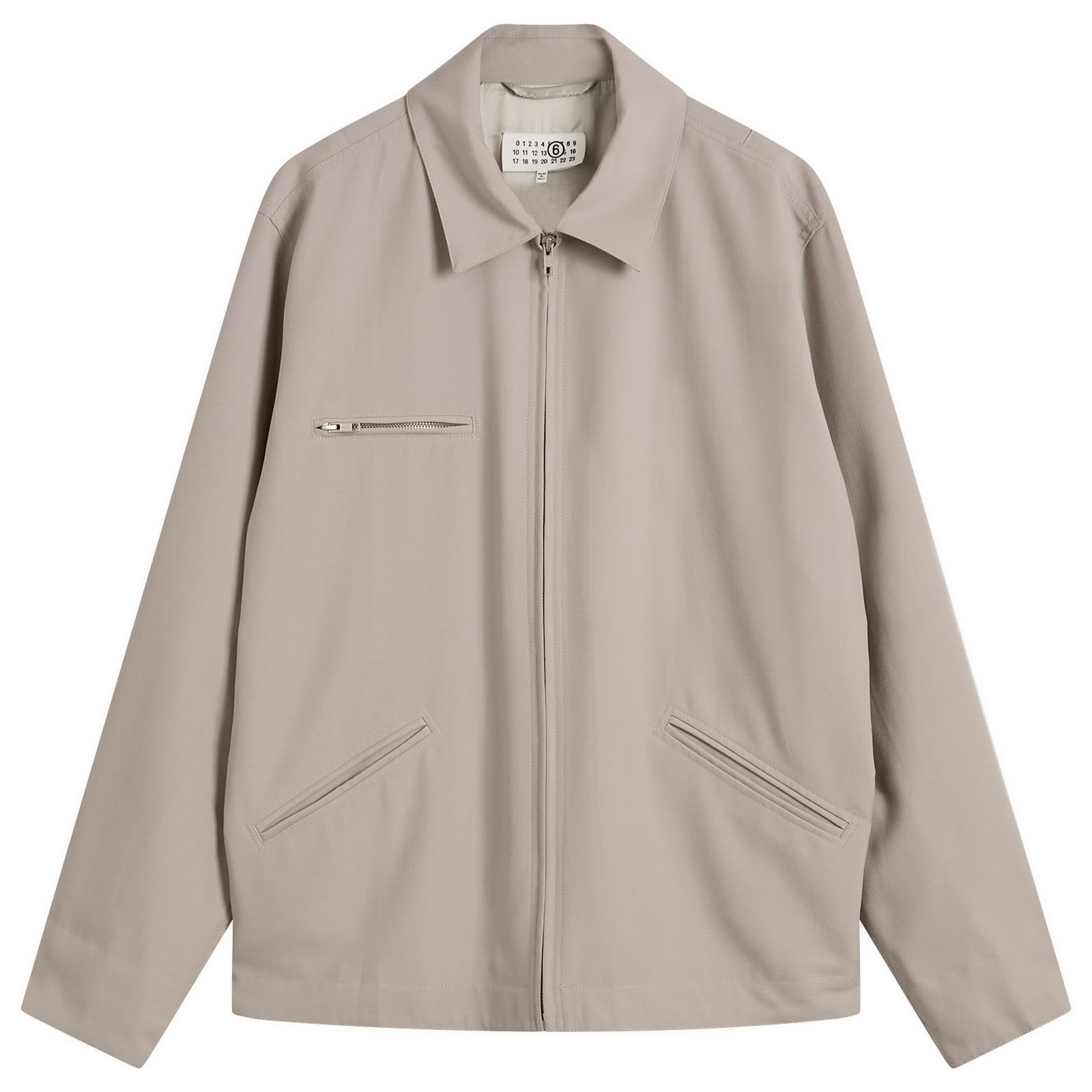 MM6 Maison Margiela Men's Zip Through Overshirt in Pale Grey, Size IT 50