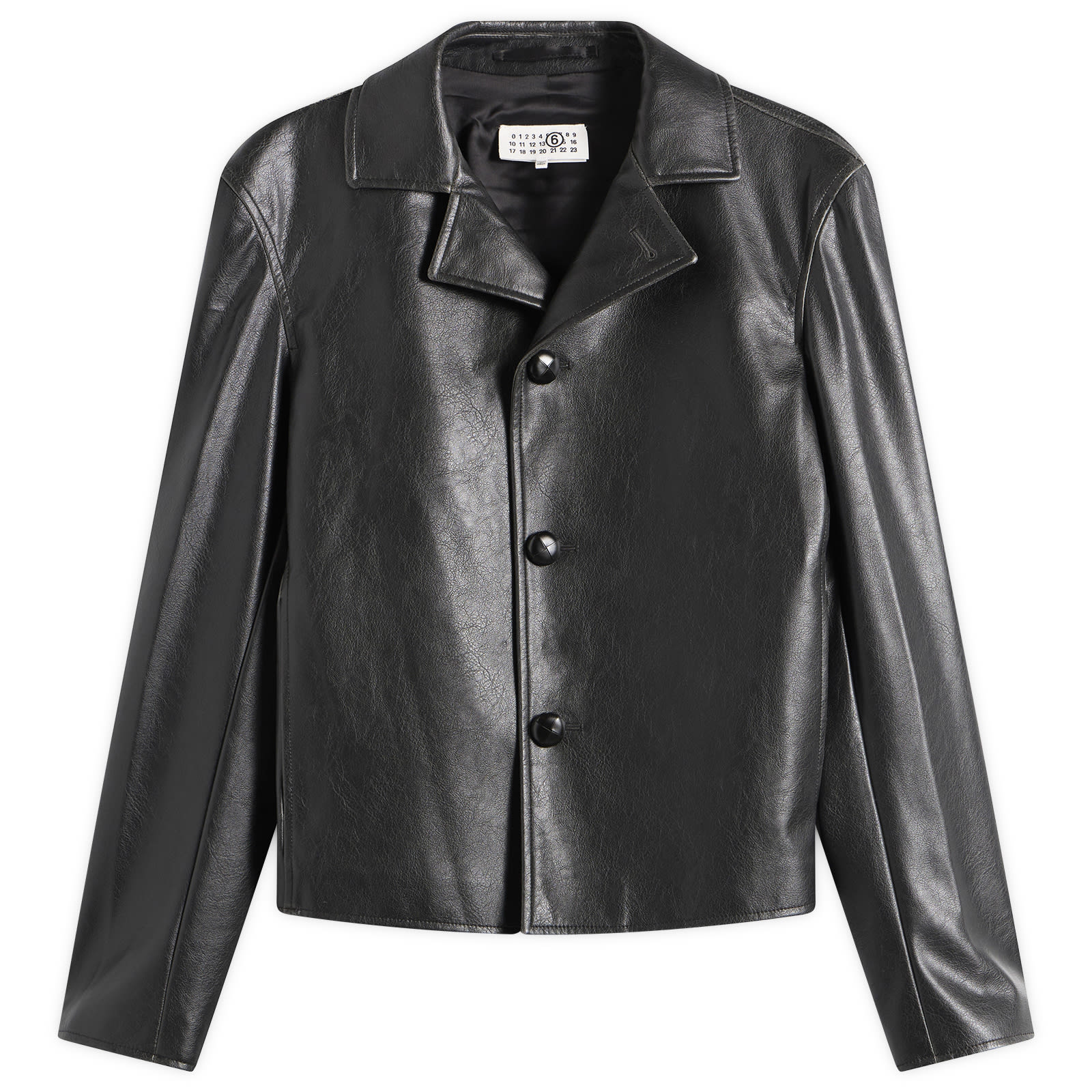 MM6 Maison Margiela Men's Faux Leather Jacket in Black, Size IT 46