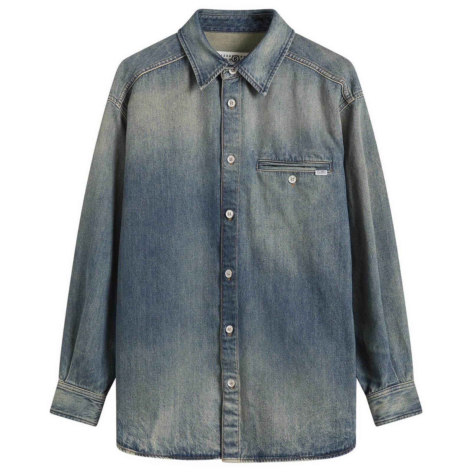 MM6 Maison Margiela Men's Denim Shirt in Blue, Size IT 48