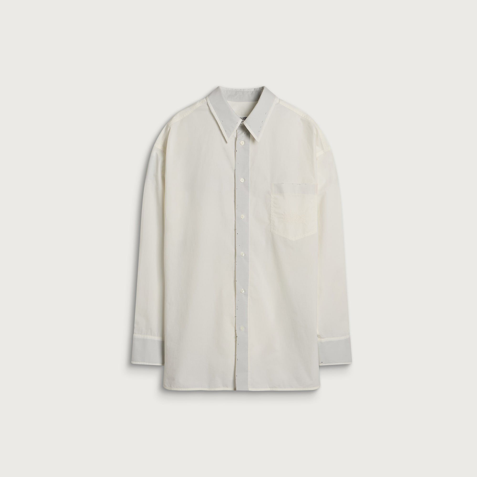 MM6 Maison Margiela Men's Plain Long-Sleeved Shirt in Off White, Size IT 48