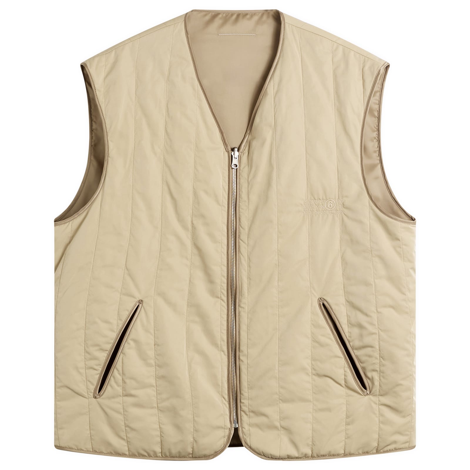 MM6 Maison Margiela Men’s Light Padded Collarless Gilet Sand/Sand