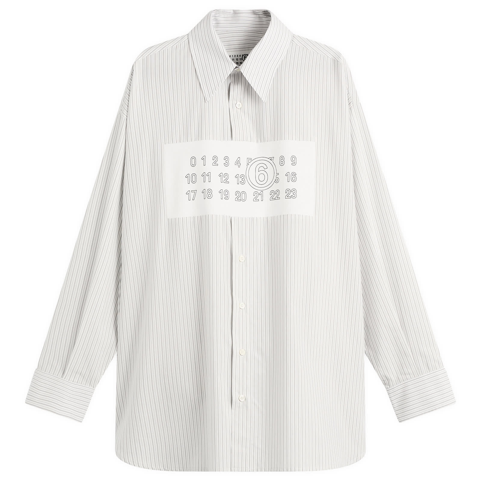 MM6 Maison Margiela Men's Pull Over Stripe Shirt in White/Grey, Size IT 48