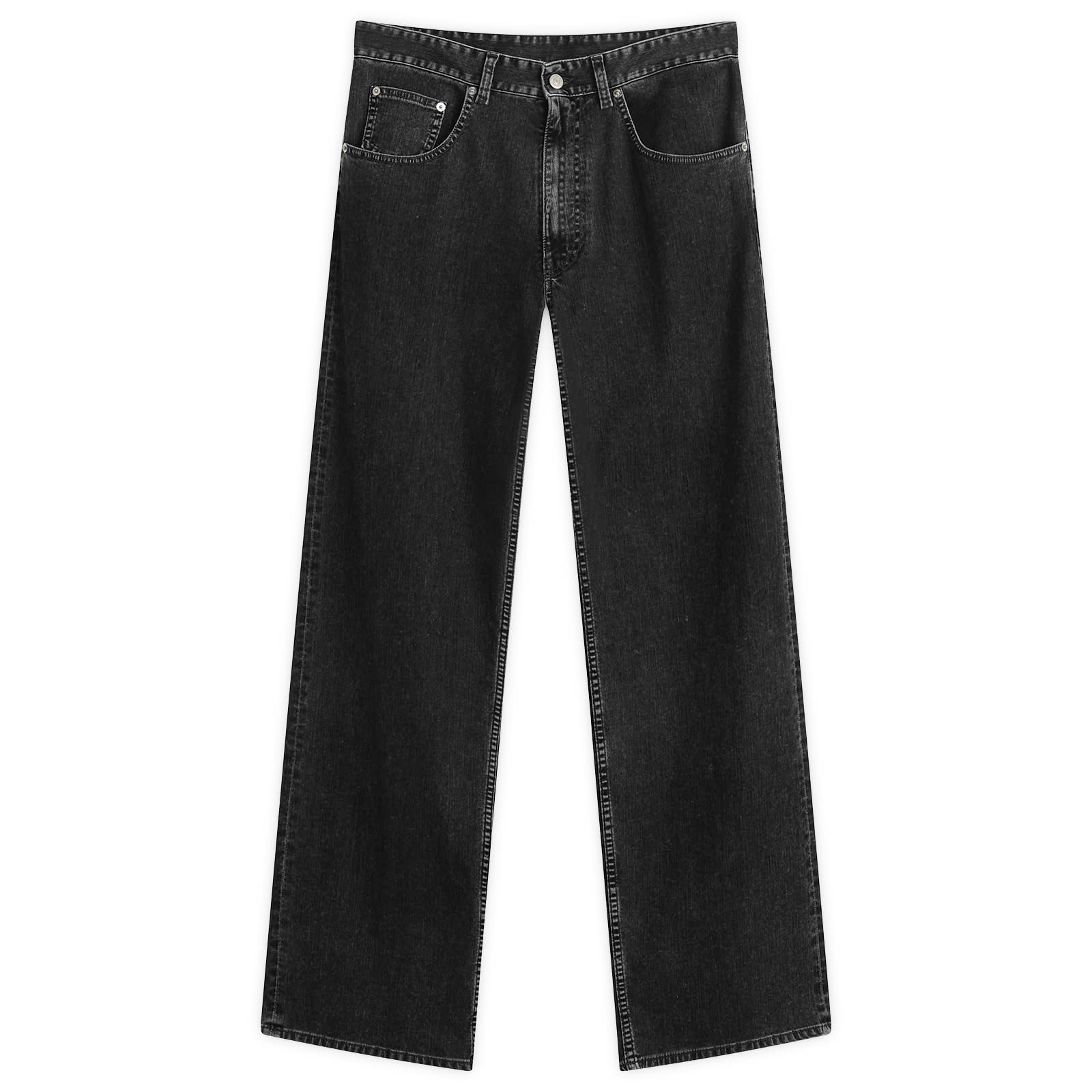 MM6 Maison Margiela Men's Washed Wide Leg Jeans in Black, Size 34"