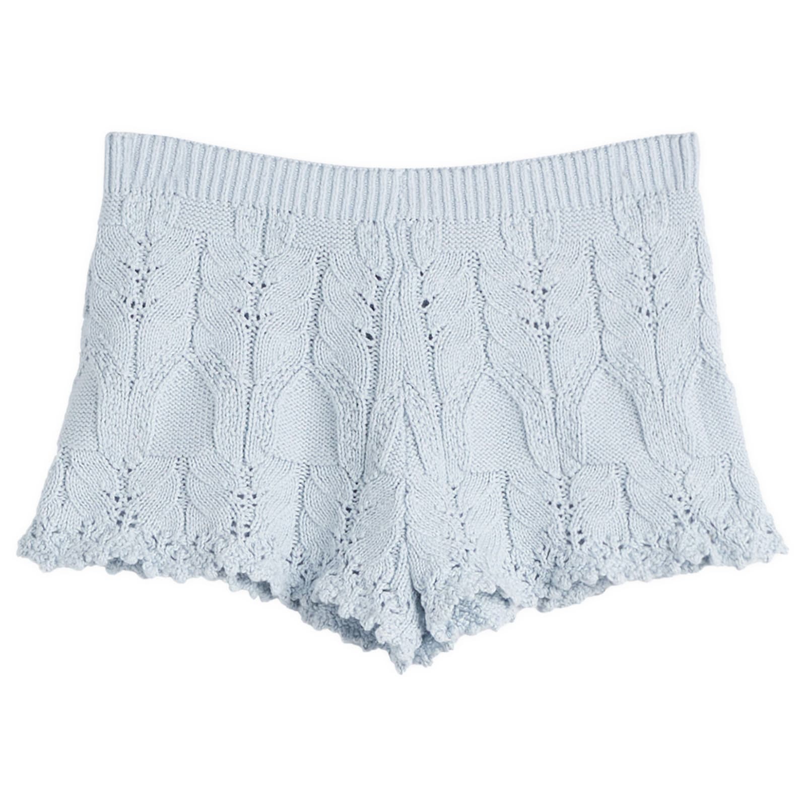 My Mum Made It Women's Lace Knit Shorts in Bluewish, Size Medium