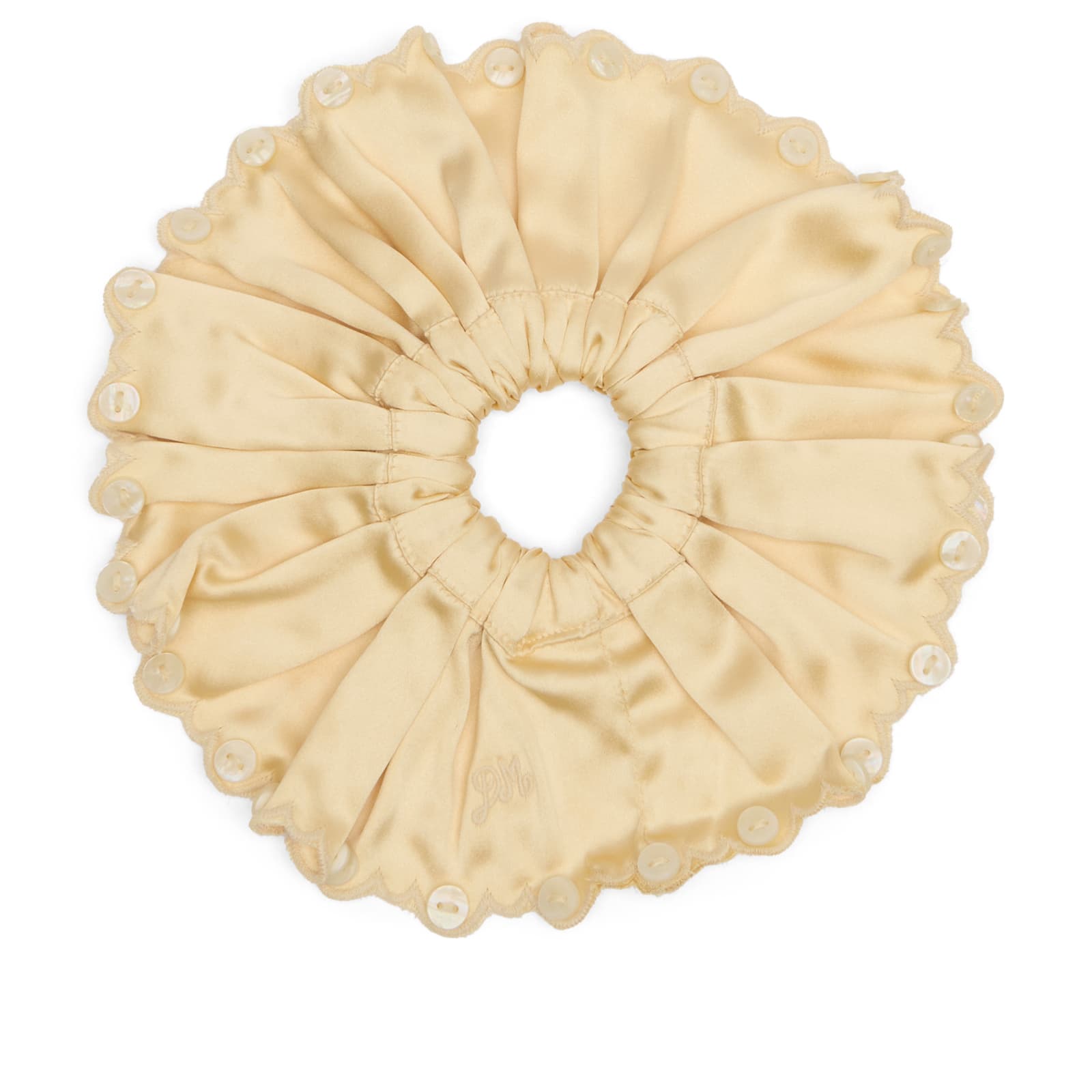 Damson Madder Women's Button Detail Satin Scrunchie in Yellow