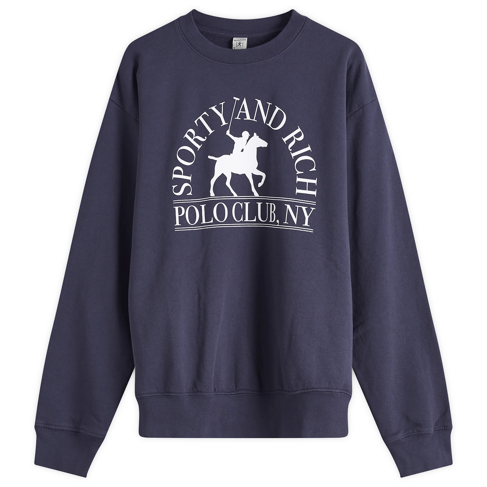 Sporty&Rich| (Polo Club Crewneck - Dark Navy (ST0716122 Sporty & Rich Polo Club Crew Sweatshirt Dark Navy | END. (AT)