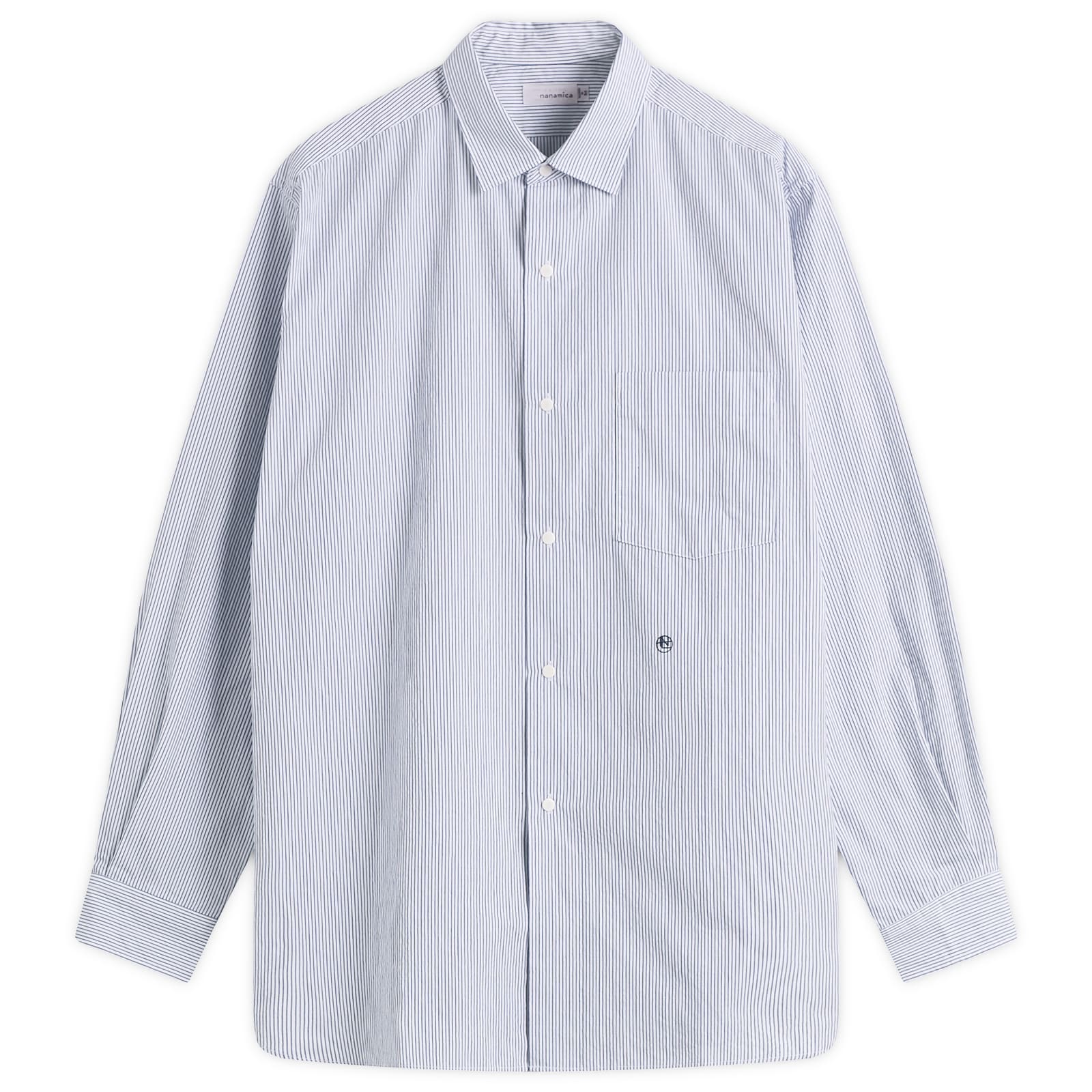 Nanamica Men’s Regular Collar Stripe Wind Shirt Navy