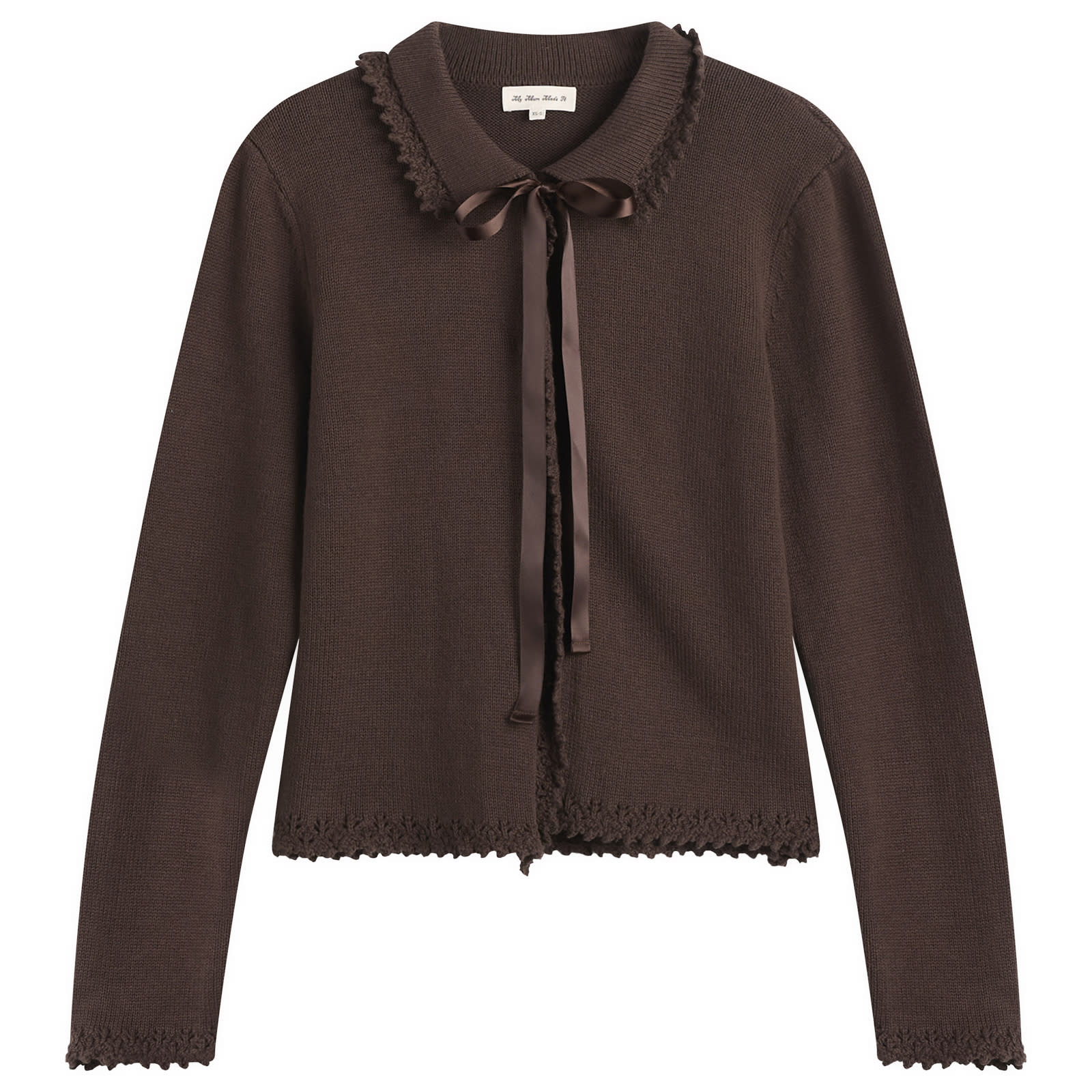 My Mum Made It Women's Lace Knit Cardigan in Earth, Size Medium