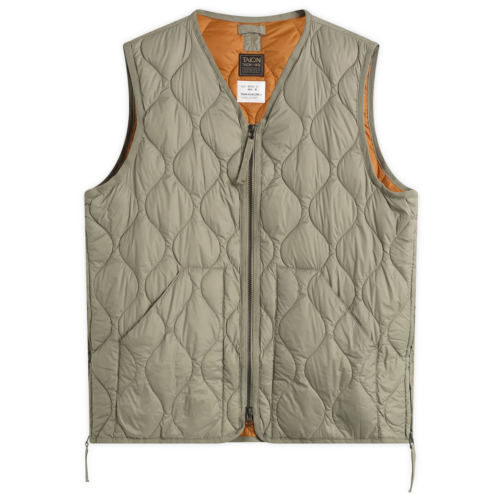 Taion Men’s Military V-Neck Zip Softshell Down Vest Dark Sage Green