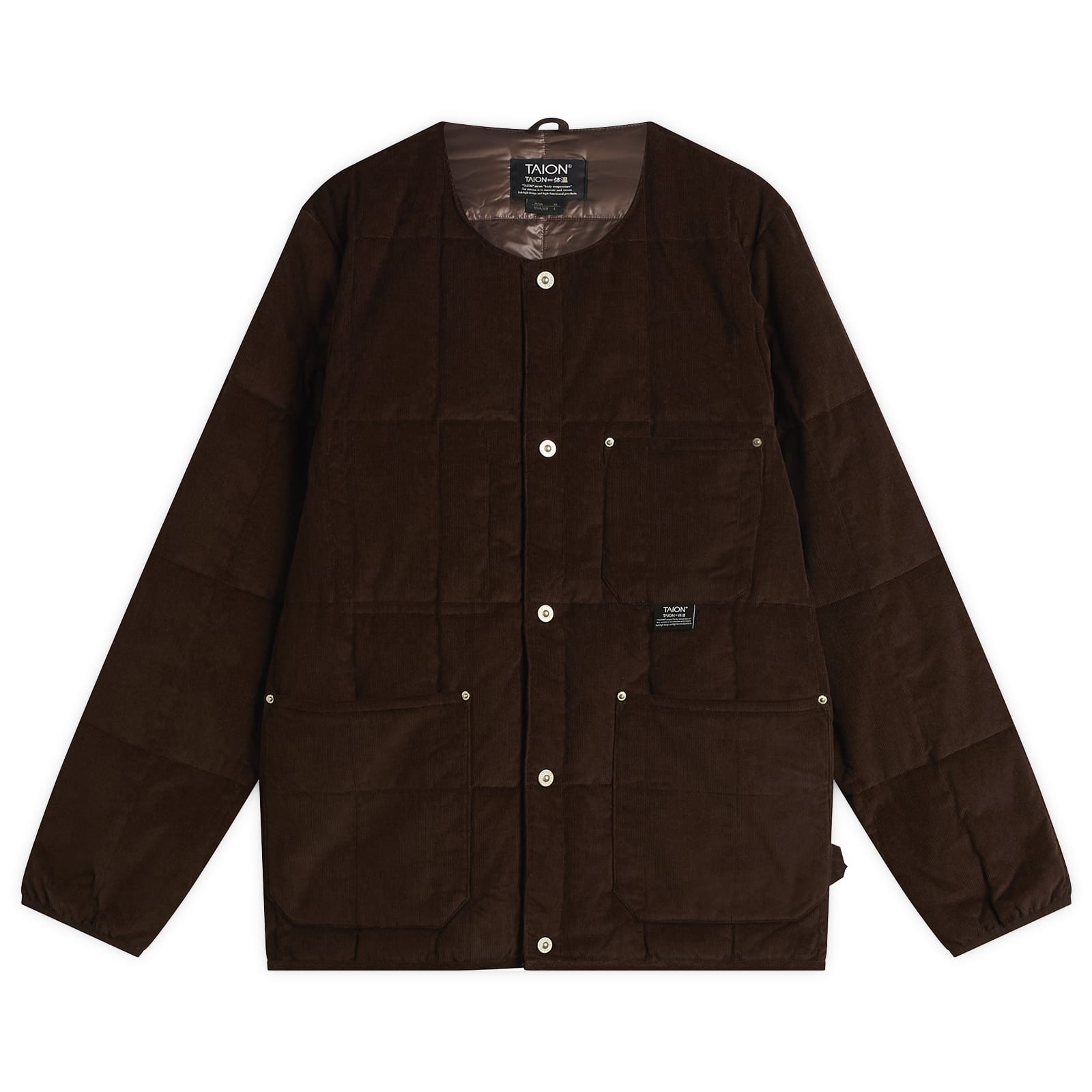 Taion Men’s Work Crew Neck Down Jacket Dark Brown