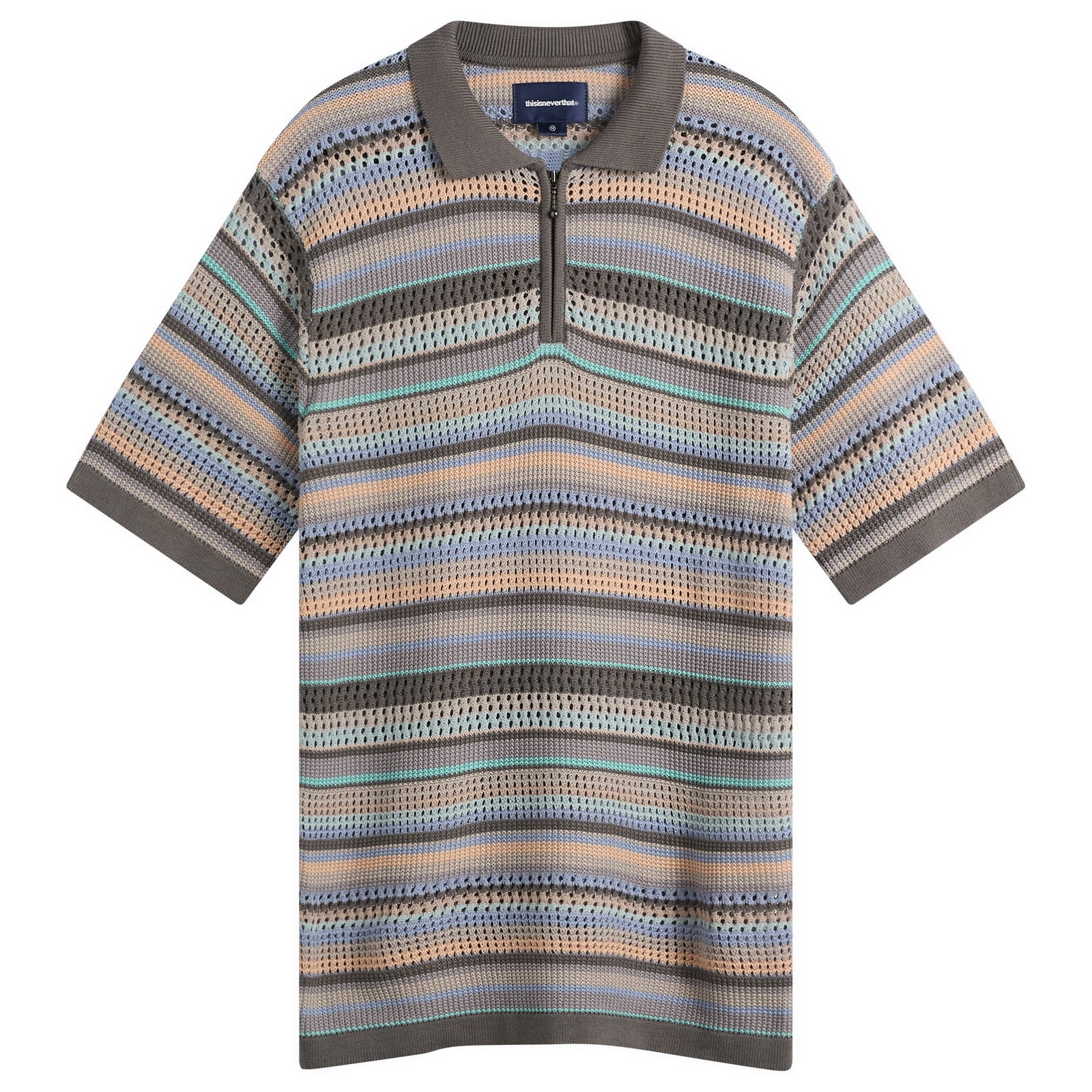 thisisneverthat Men’s Striped Knit Polo Pink Grey