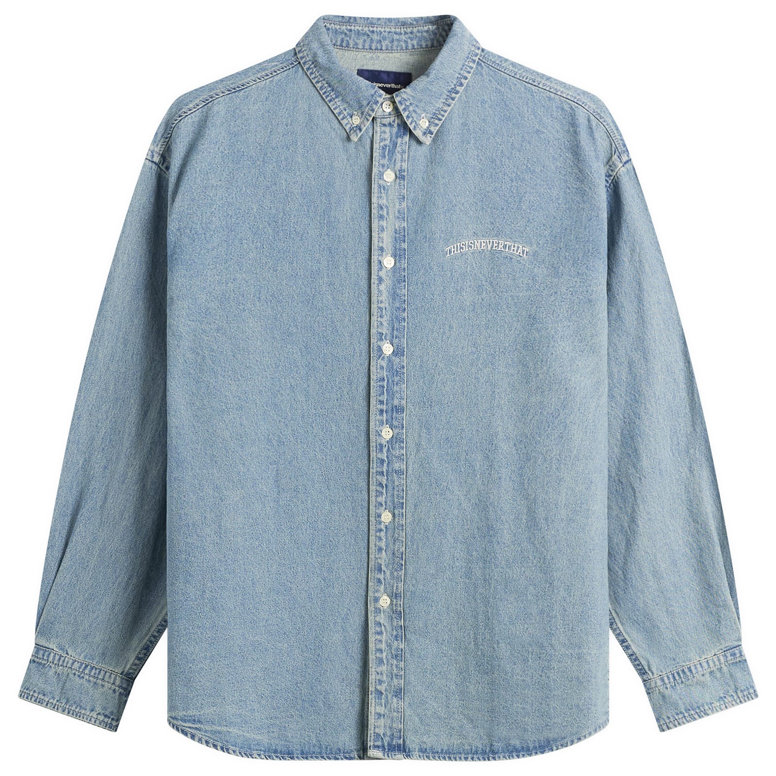 thisisneverthat Men’s Washed Denim Shirt Washed Blue